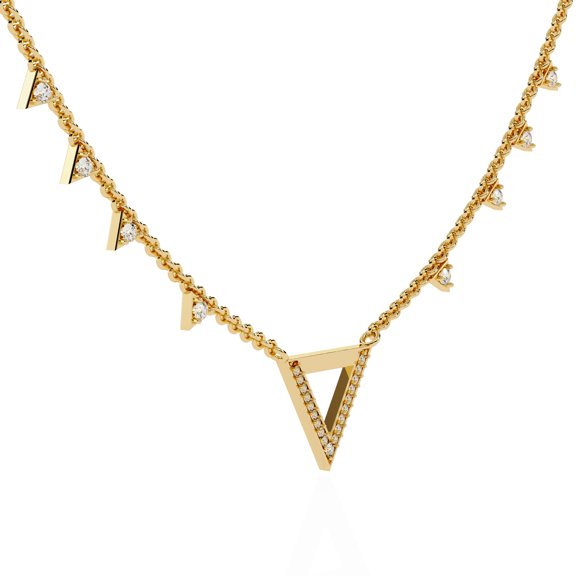 Diamond pavé geometric necklace by Carat House Dubai featuring sparkling diamond accents and modern design.