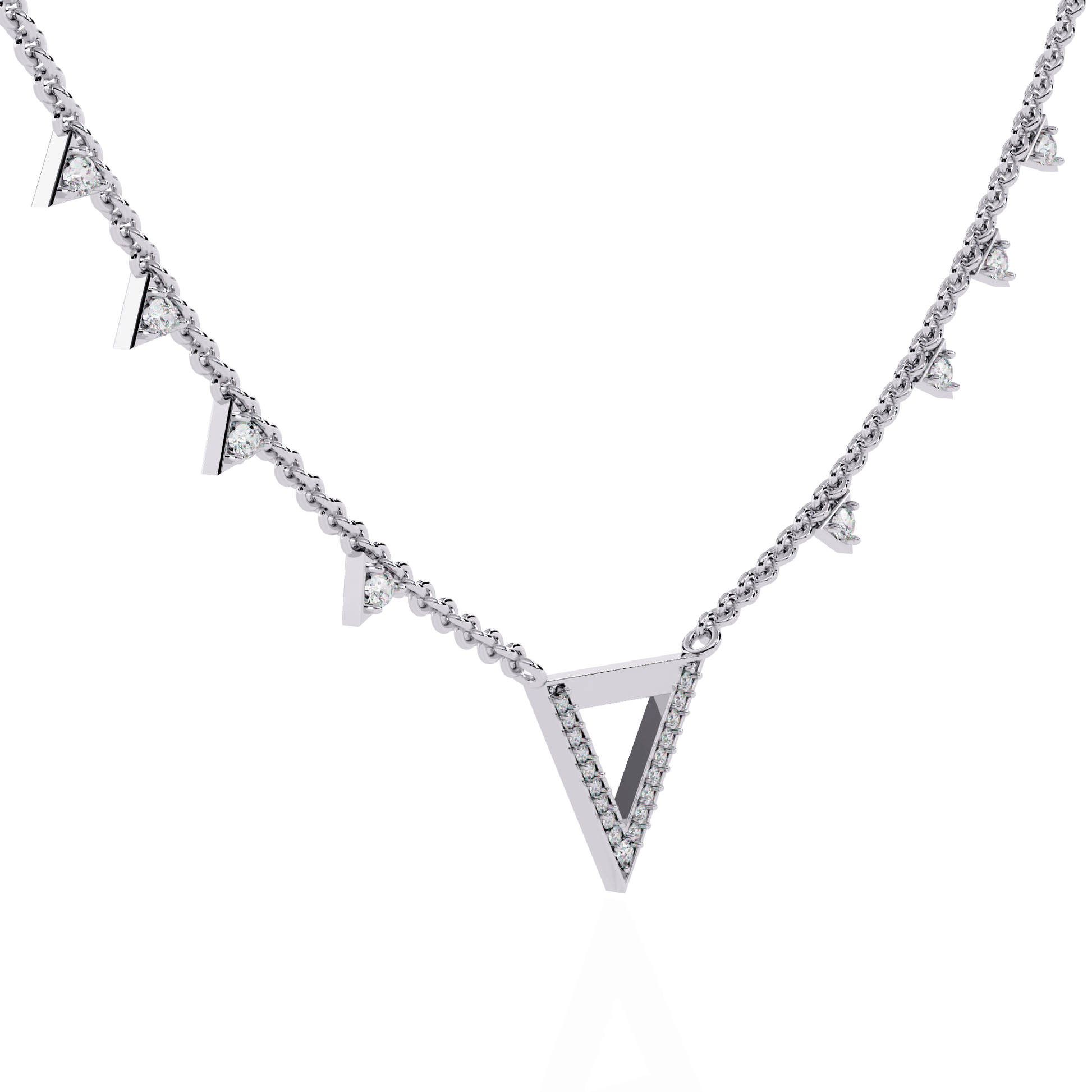 Diamond pavé geometric necklace by Carat House Dubai featuring a sleek, modern design with sparkling diamond accents.