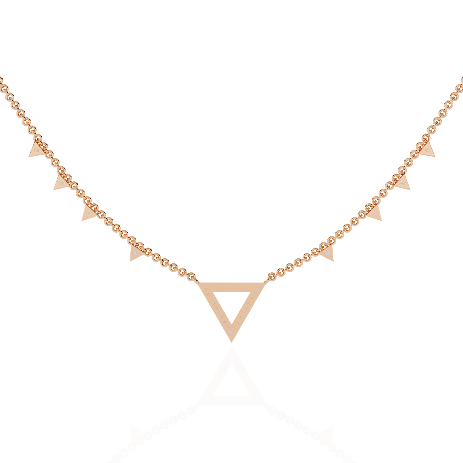 Diamond pavé geometric necklace by Carat House Dubai featuring sparkling diamond accents on a sleek gold chain.