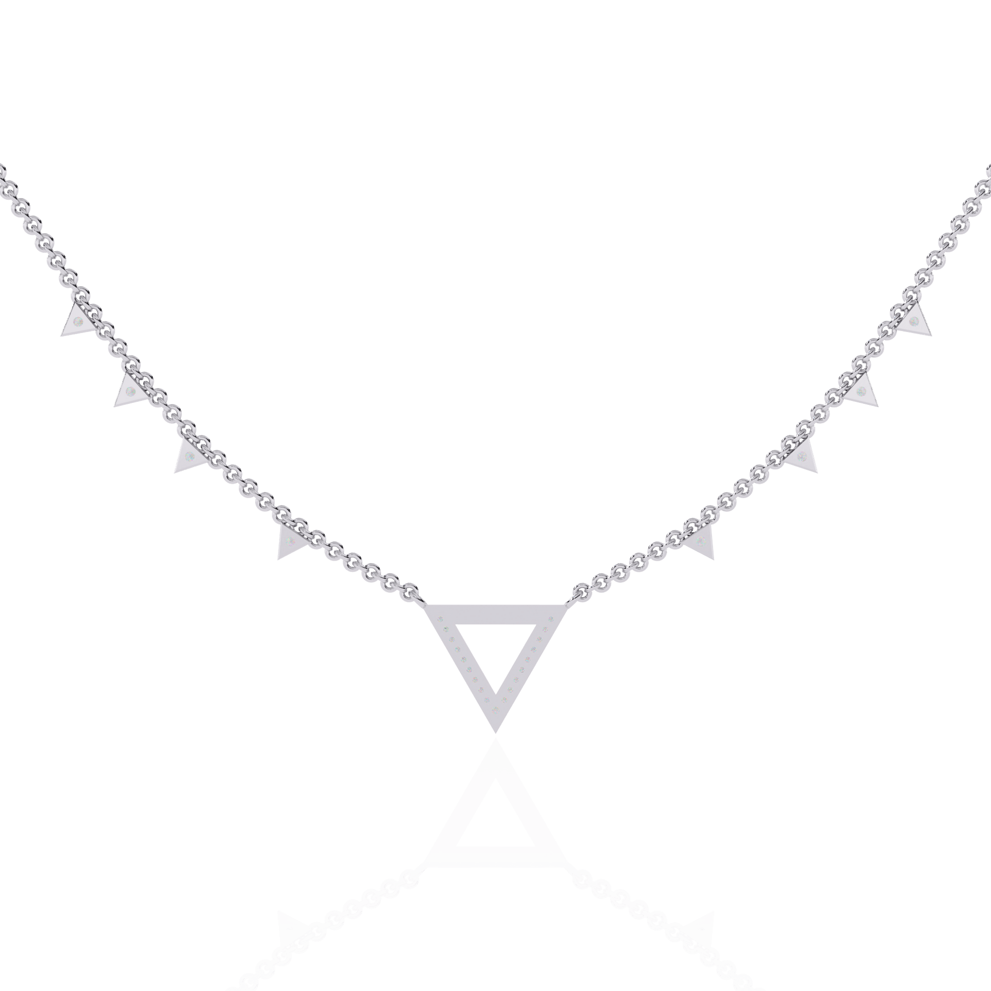Diamond pavé geometric necklace by Carat House Dubai featuring sparkling diamond accents on a sleek chain.
