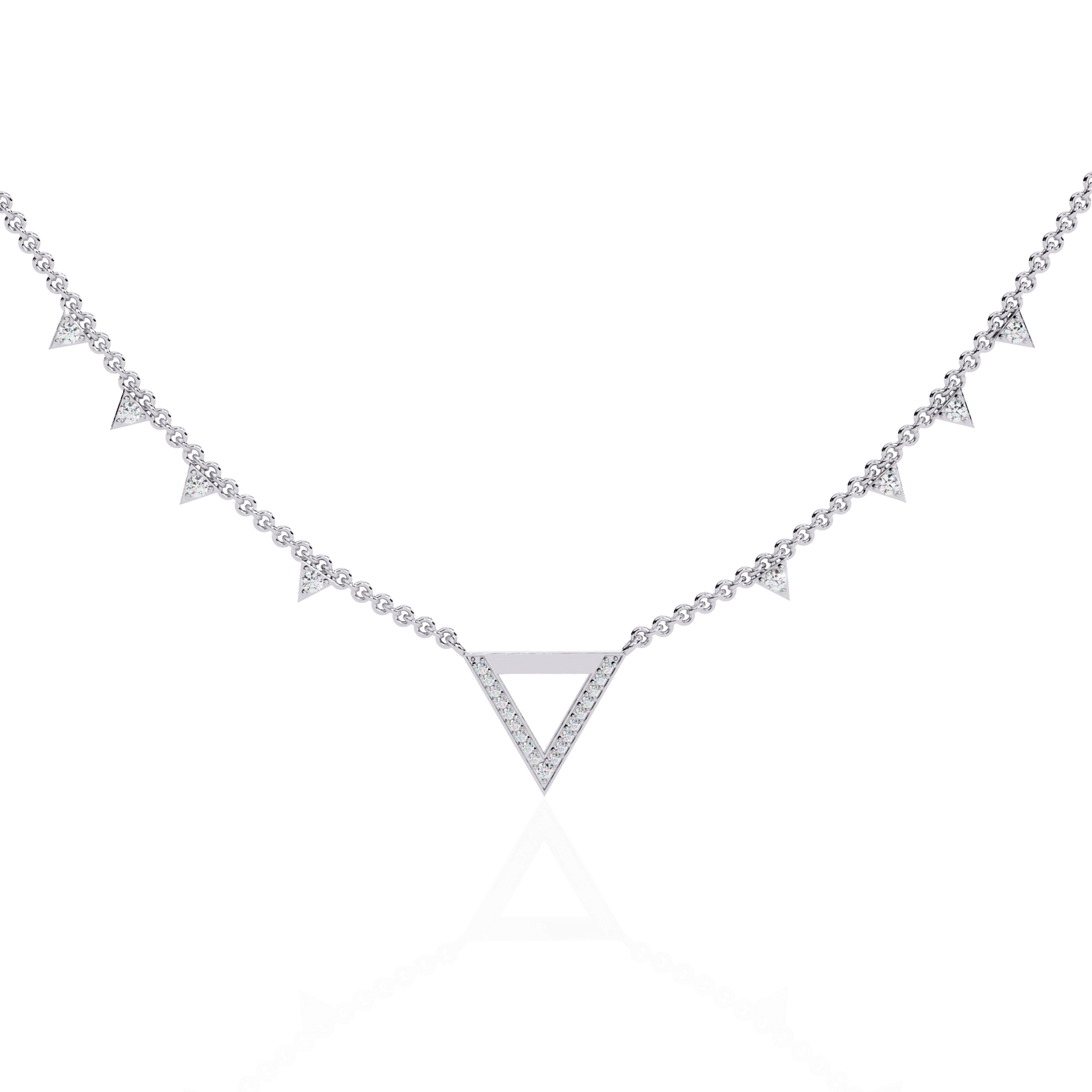 Tria - Diamond Pavé Geometric Necklace — diamond pendant necklace — pave — lab grown diamond and natural diamond — 18k white gold — Carat House