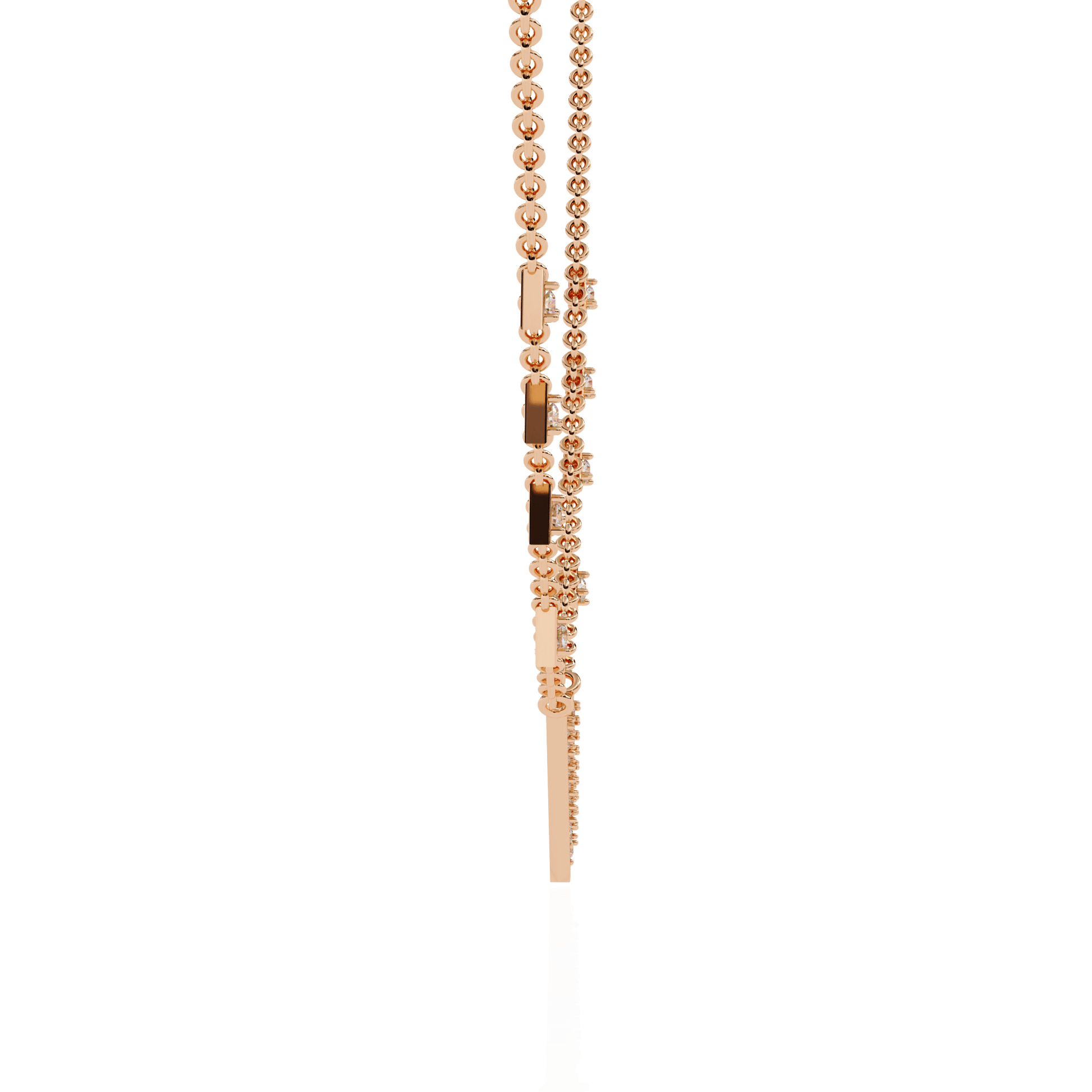 Diamond pavé geometric necklace by Carat House Dubai featuring a modern design with sparkling diamond accents.