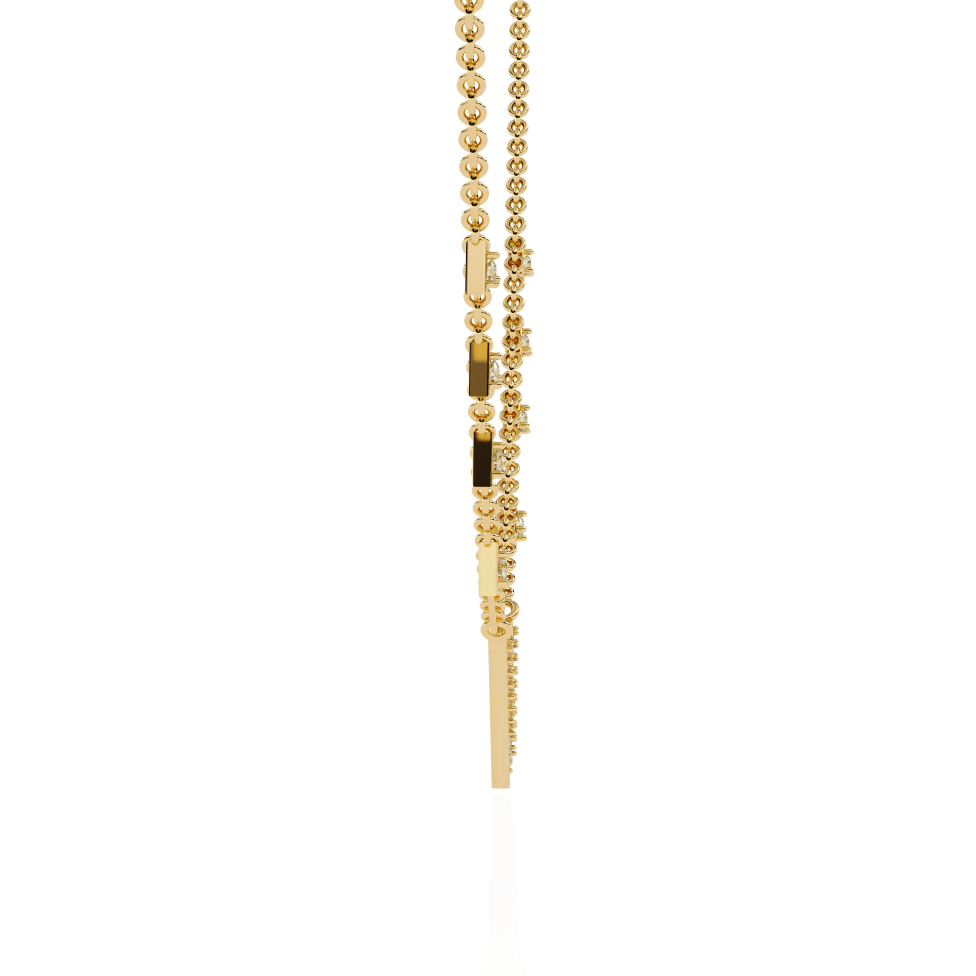 Diamond pavé geometric necklace by Carat House Dubai featuring sparkling diamond accents and a modern design.