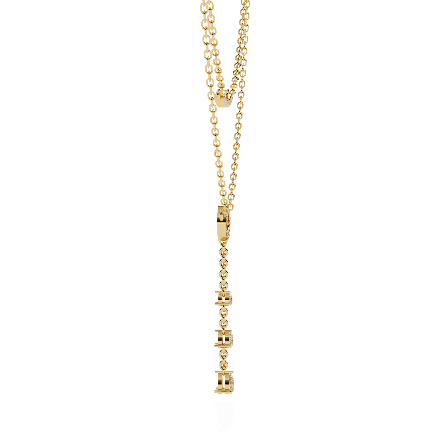 Carat House Dubai Cira double-layer diamond necklace featuring a pave bar and pear-shaped drop gemstone.