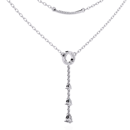 Double-layer diamond necklace with pave bar and pear drop pendant from Carat House Dubai, featuring sparkling diamonds and elegant design.