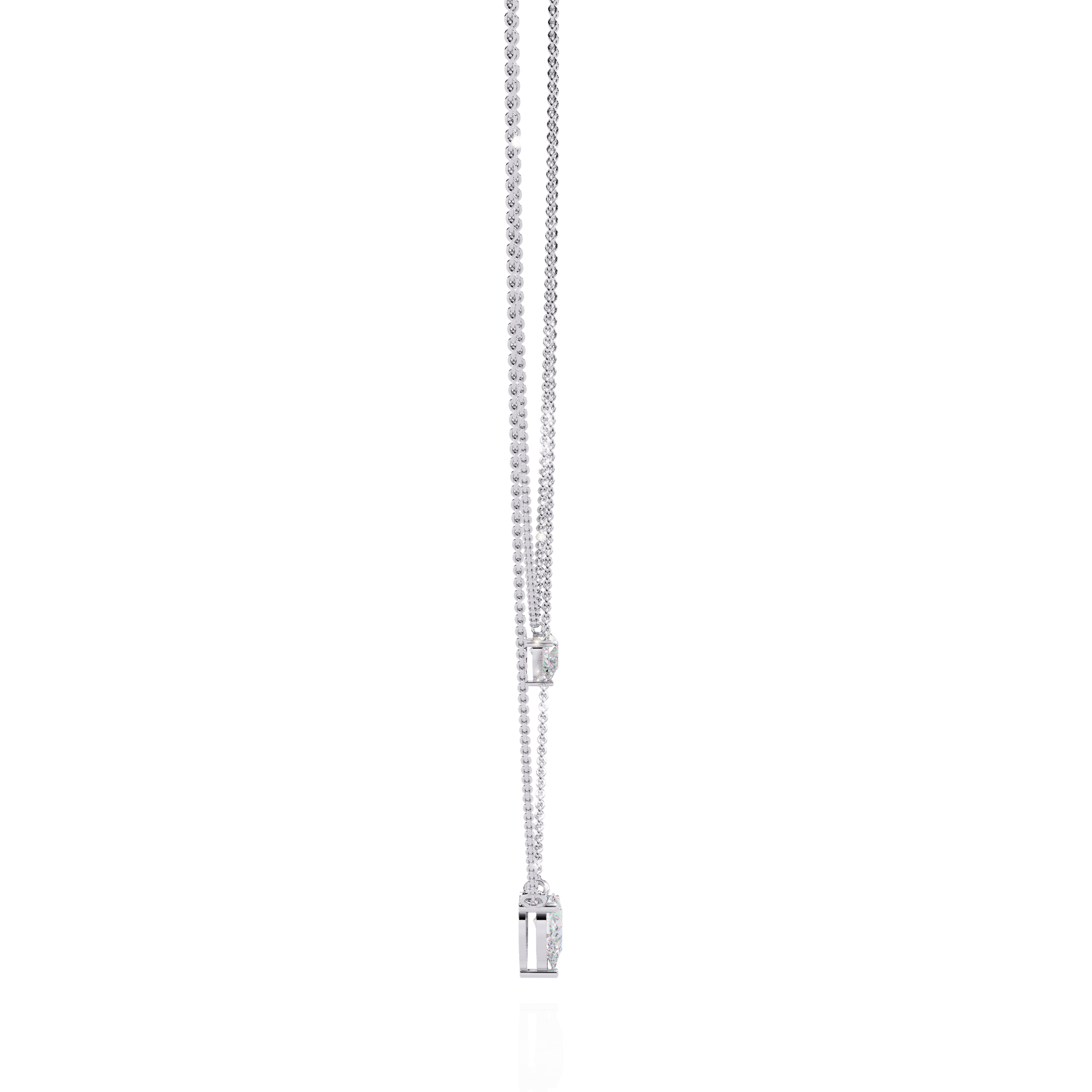 Double pear-shaped diamond necklace by Carat House Dubai featuring elegant design and sparkling gemstones.