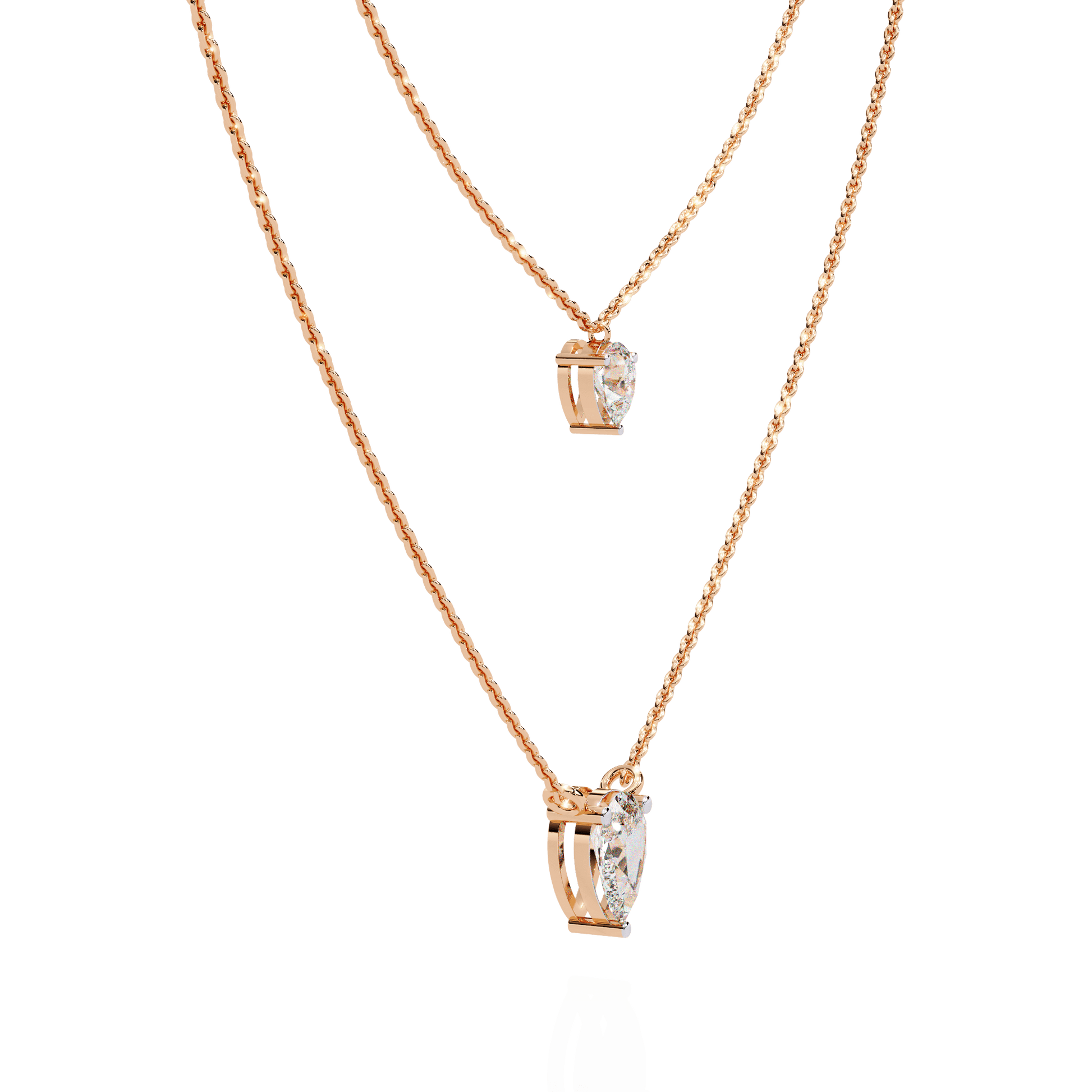 Xarina double pear diamond necklace by Carat House Dubai featuring sparkling pear-shaped diamonds on a delicate chain