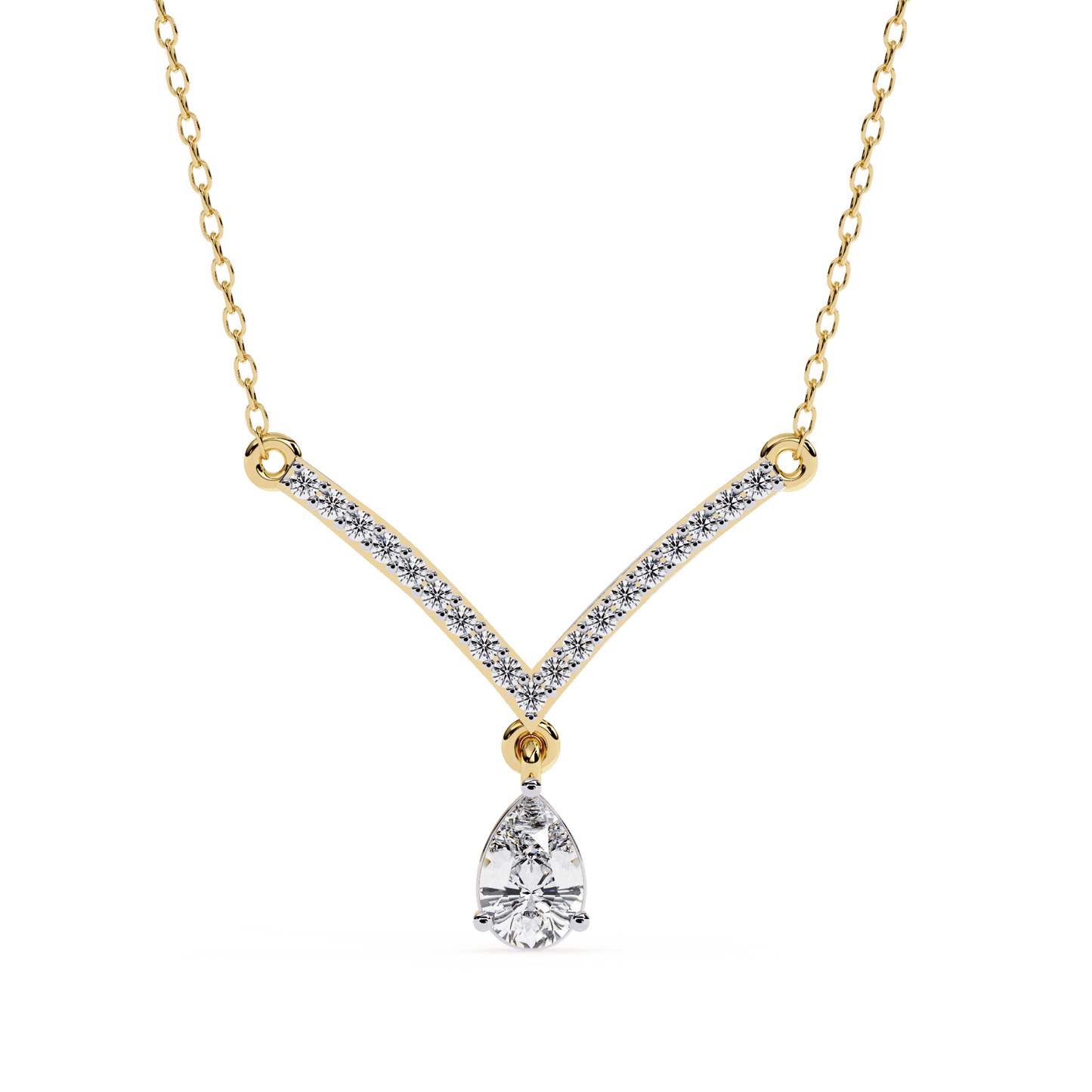 Paris – Pavé Bar and Pear Diamond Drop Necklace