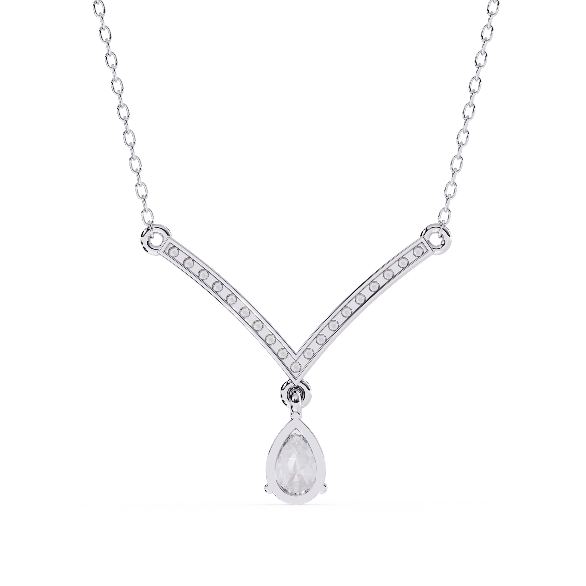Carat House Dubai Paris Pavé Bar and Pear Diamond Drop Necklace featuring sparkling diamonds and elegant pendant design.