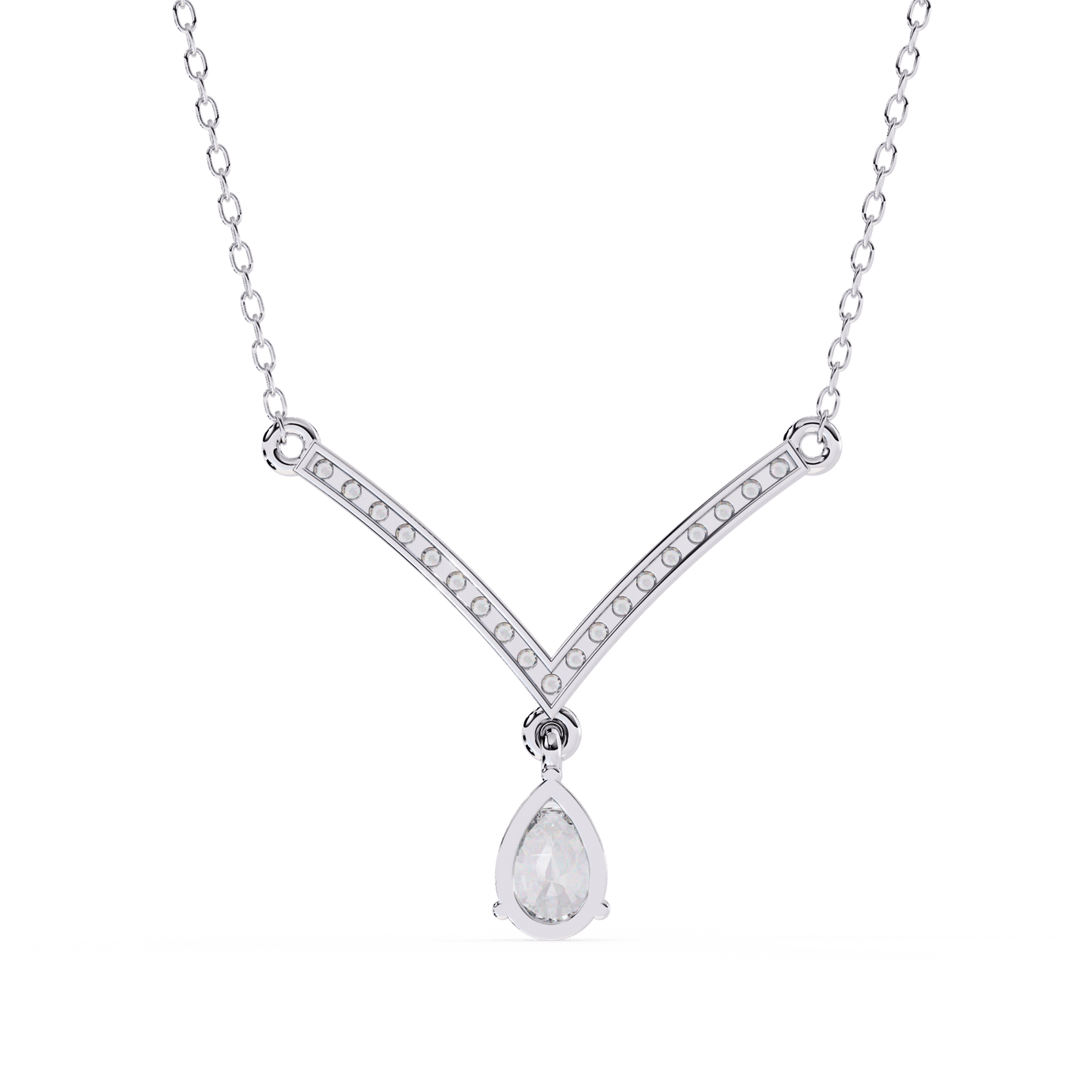 Paris – Pavé Bar and Pear Diamond Drop Necklace