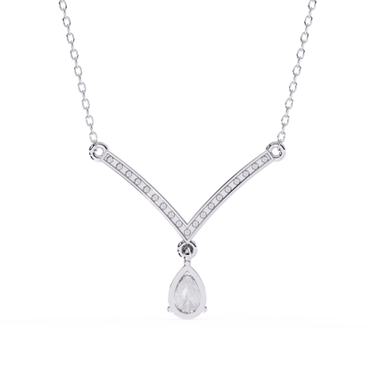 Paris – Pavé Bar and Pear Diamond Drop Necklace