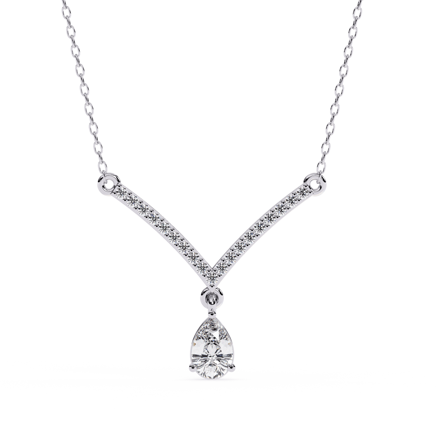 Paris – Pavé Bar and Pear Diamond Drop Necklace