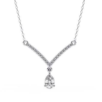 Paris – Pavé Bar and Pear Diamond Drop Necklace