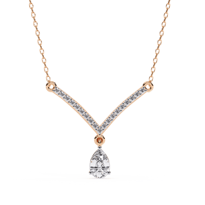 Paris – Pavé Bar and Pear Diamond Drop Necklace