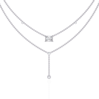 Zena – Radiant Cut Drop Diamond Necklace