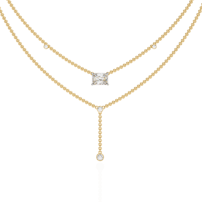 Zena – Radiant Cut Drop Diamond Necklace