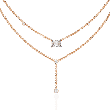 Zena – Radiant Cut Drop Diamond Necklace