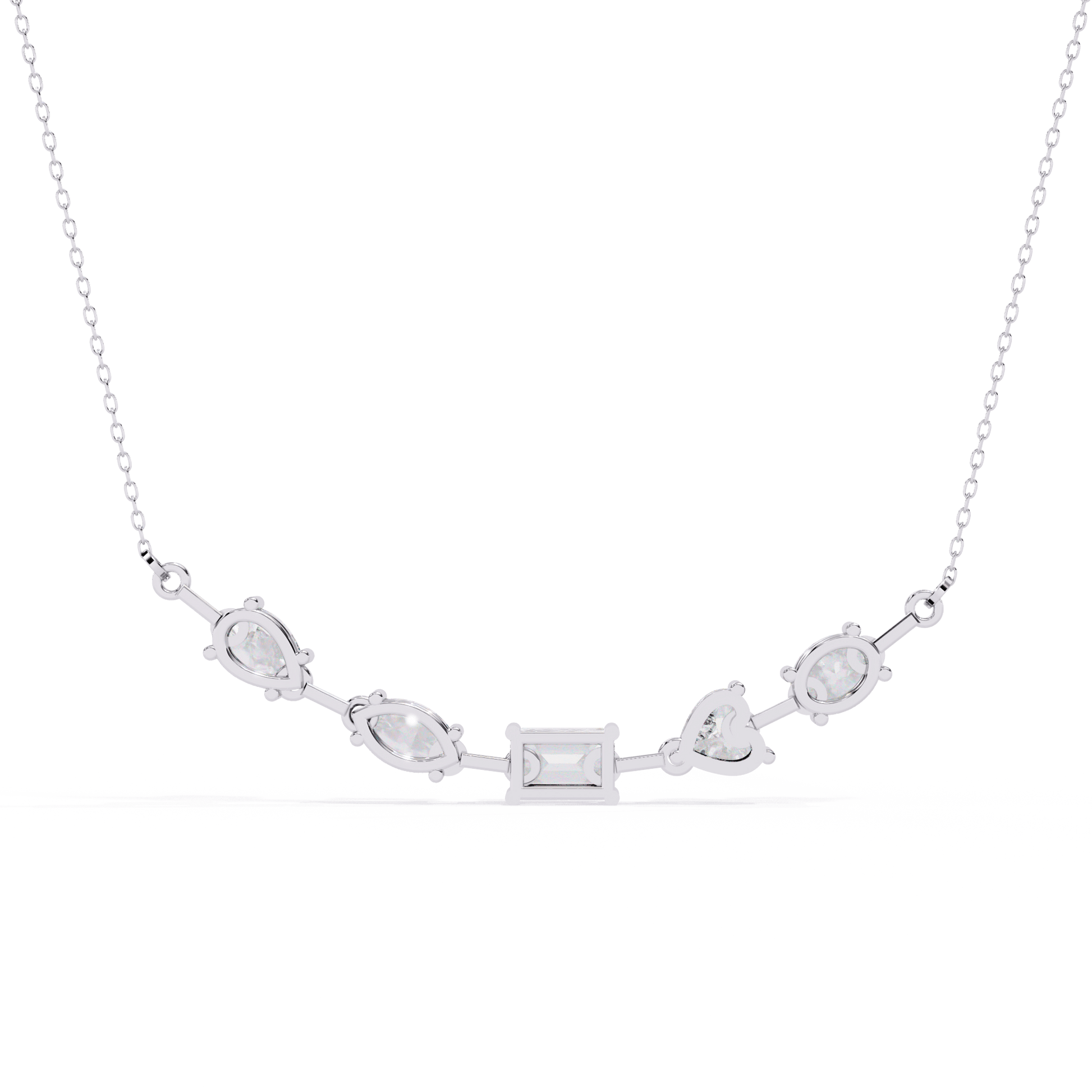 Mixed-cut certified diamond necklace from Carat House Dubai featuring sparkling diamonds and elegant design.