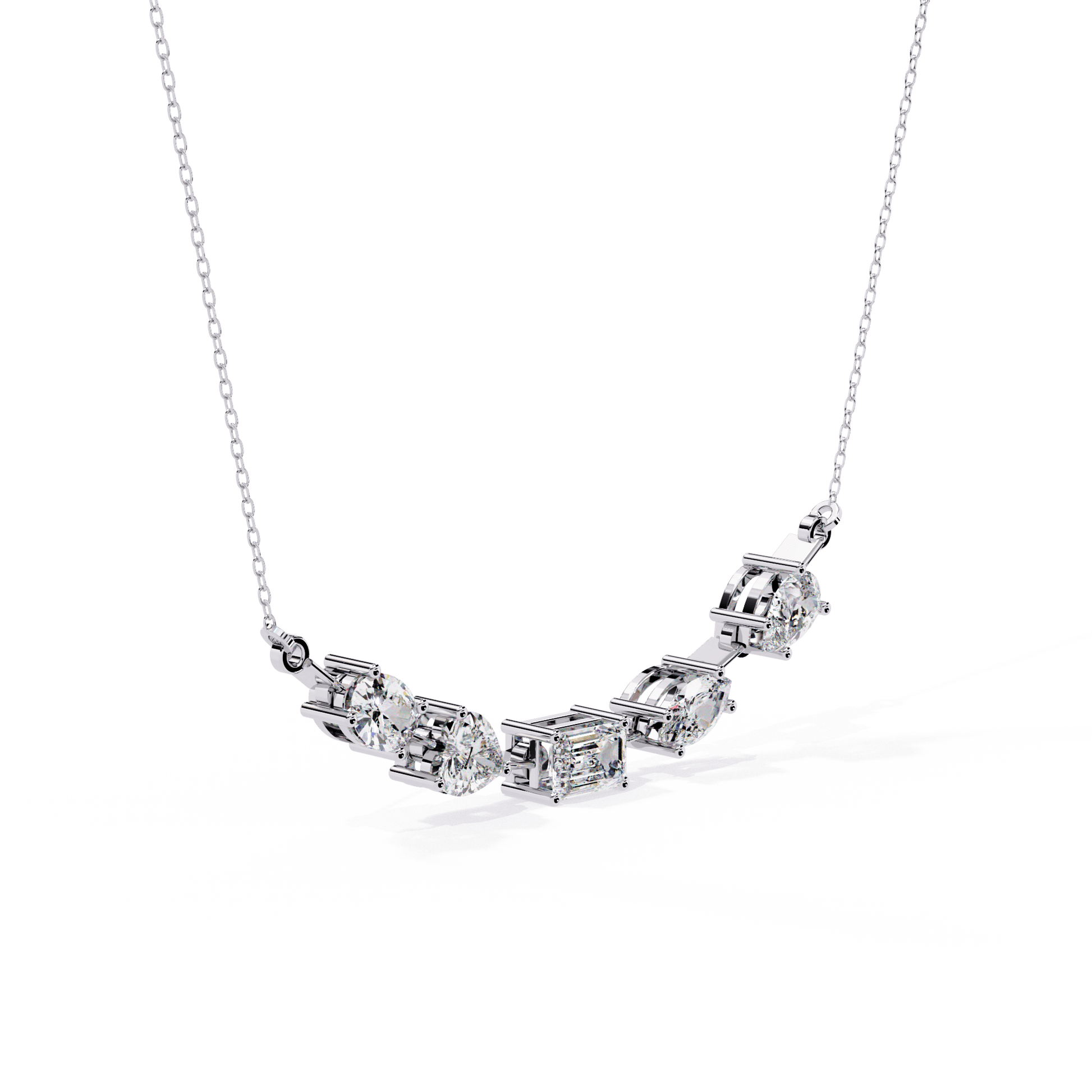Mixed-cut certified diamond necklace by Carat House Dubai featuring a elegant design with sparkling diamonds.