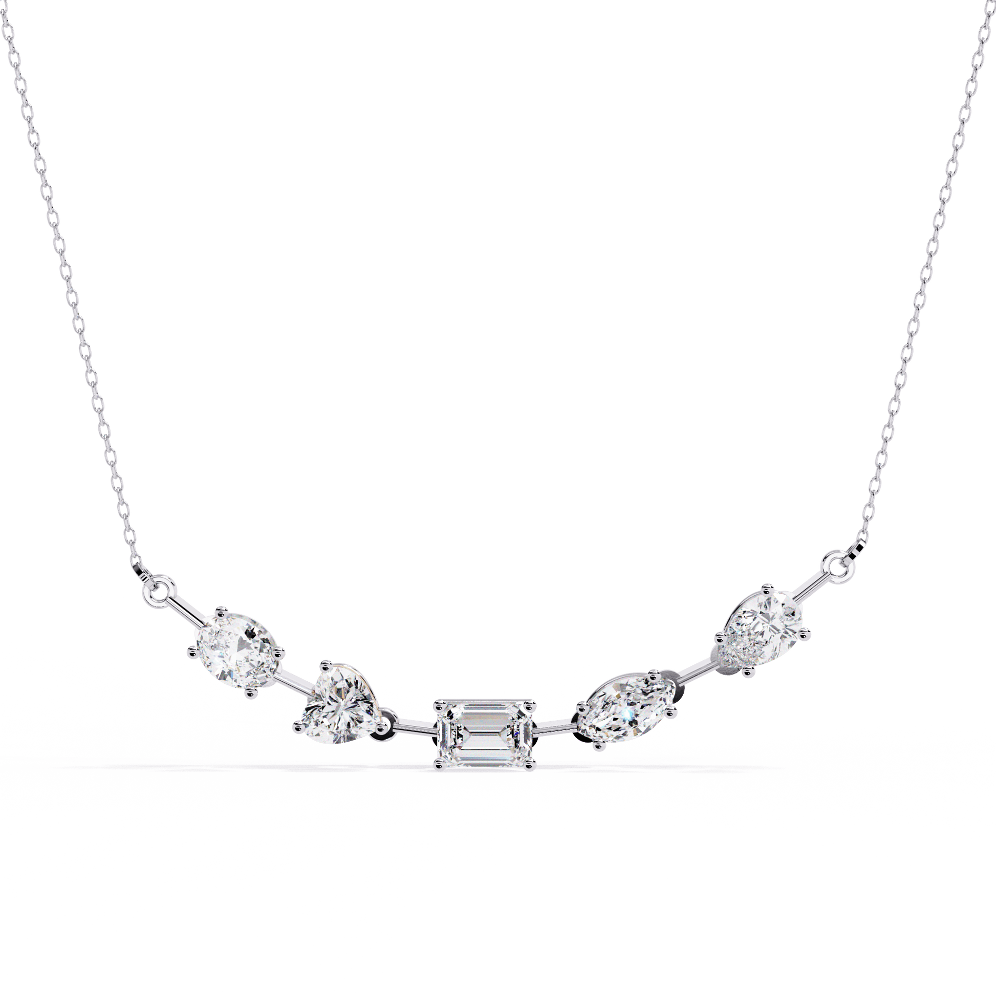 Quinn – Mixed-Cut Certified Diamond Necklace — diamond statement necklace — lab grown diamond and natural diamond — 18k white gold — Carat House