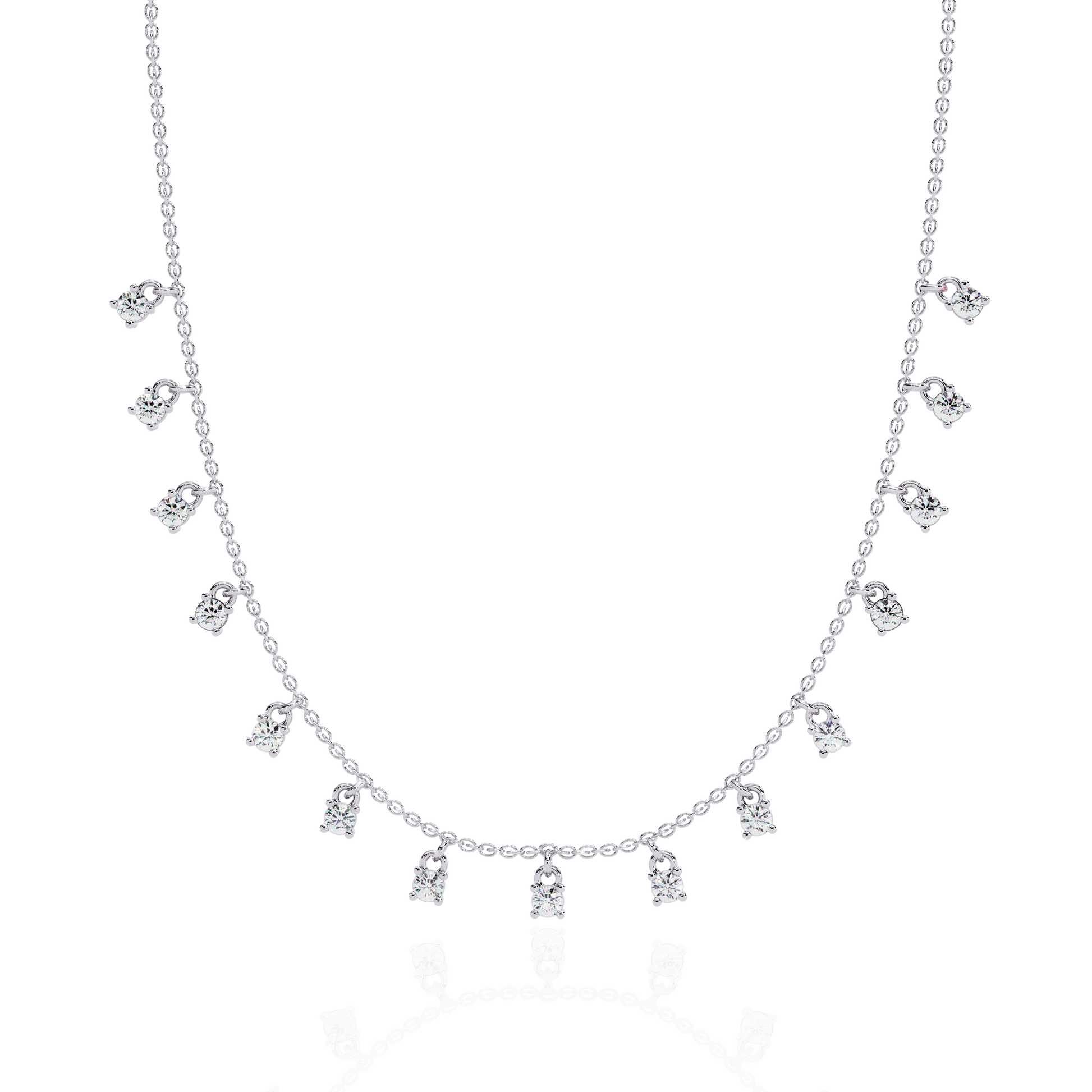 Iridia – Diamond Droplets in Motion — diamond pendant necklace — lab grown diamond and natural diamond — 18k white gold — Carat House