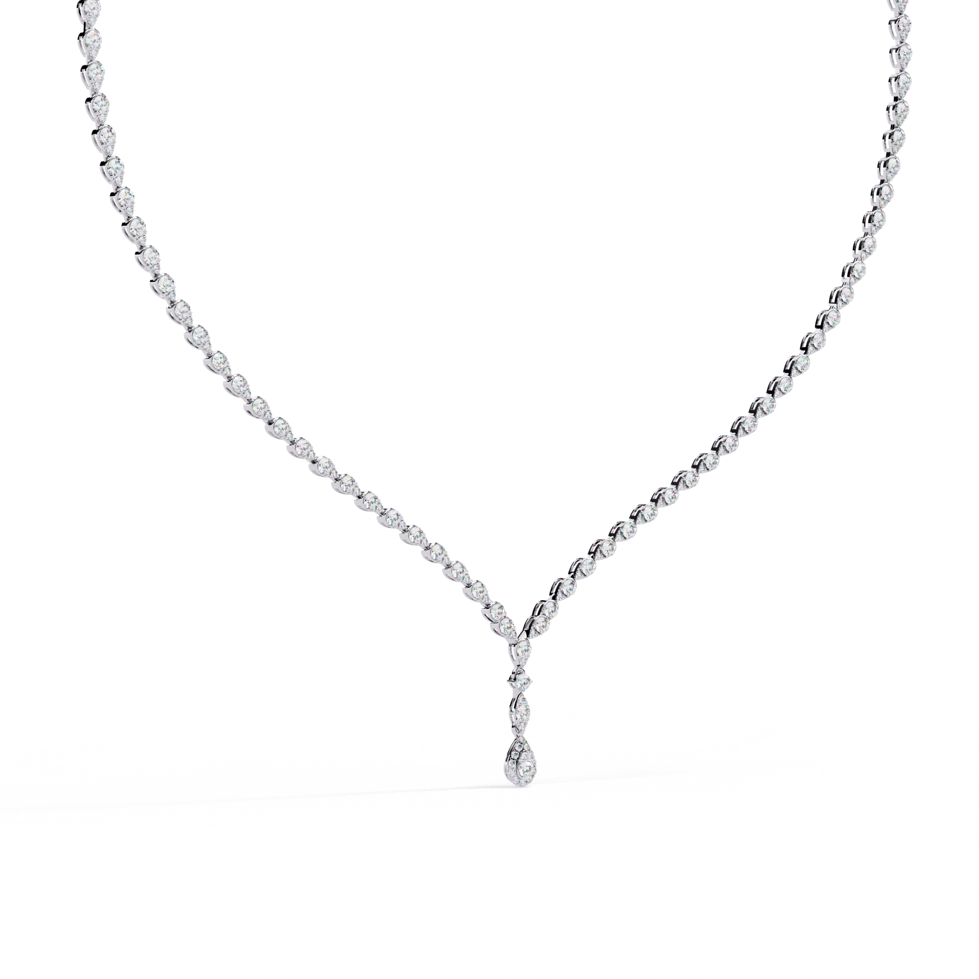 Andromeda – Illusion Pear Drop Tennis Necklace — diamond tennis necklace — lab grown diamond and natural diamond — 18k white gold — Carat House