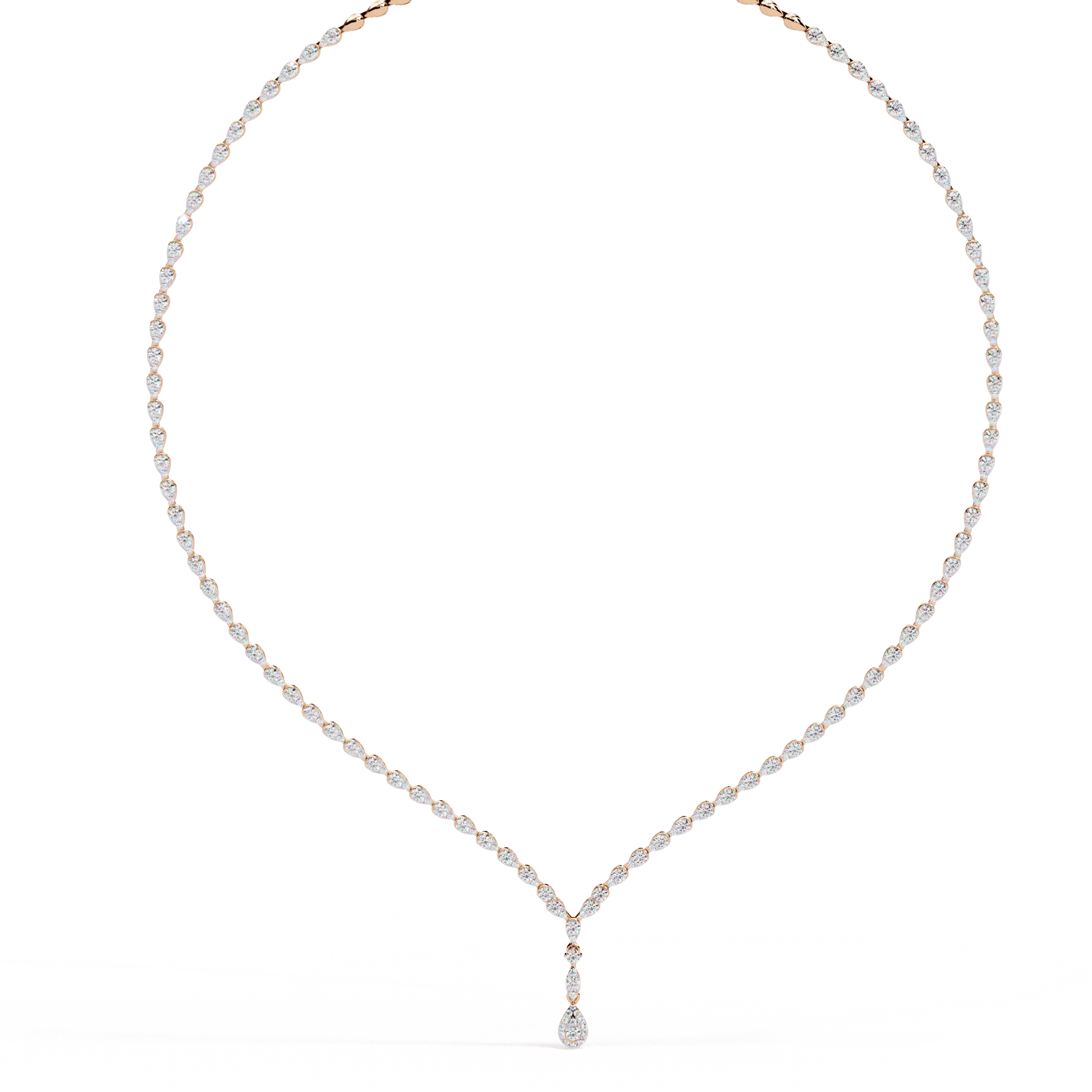 Illusion pear drop tennis necklace by Carat House Dubai featuring sparkling diamonds in a luxurious jewelry design.