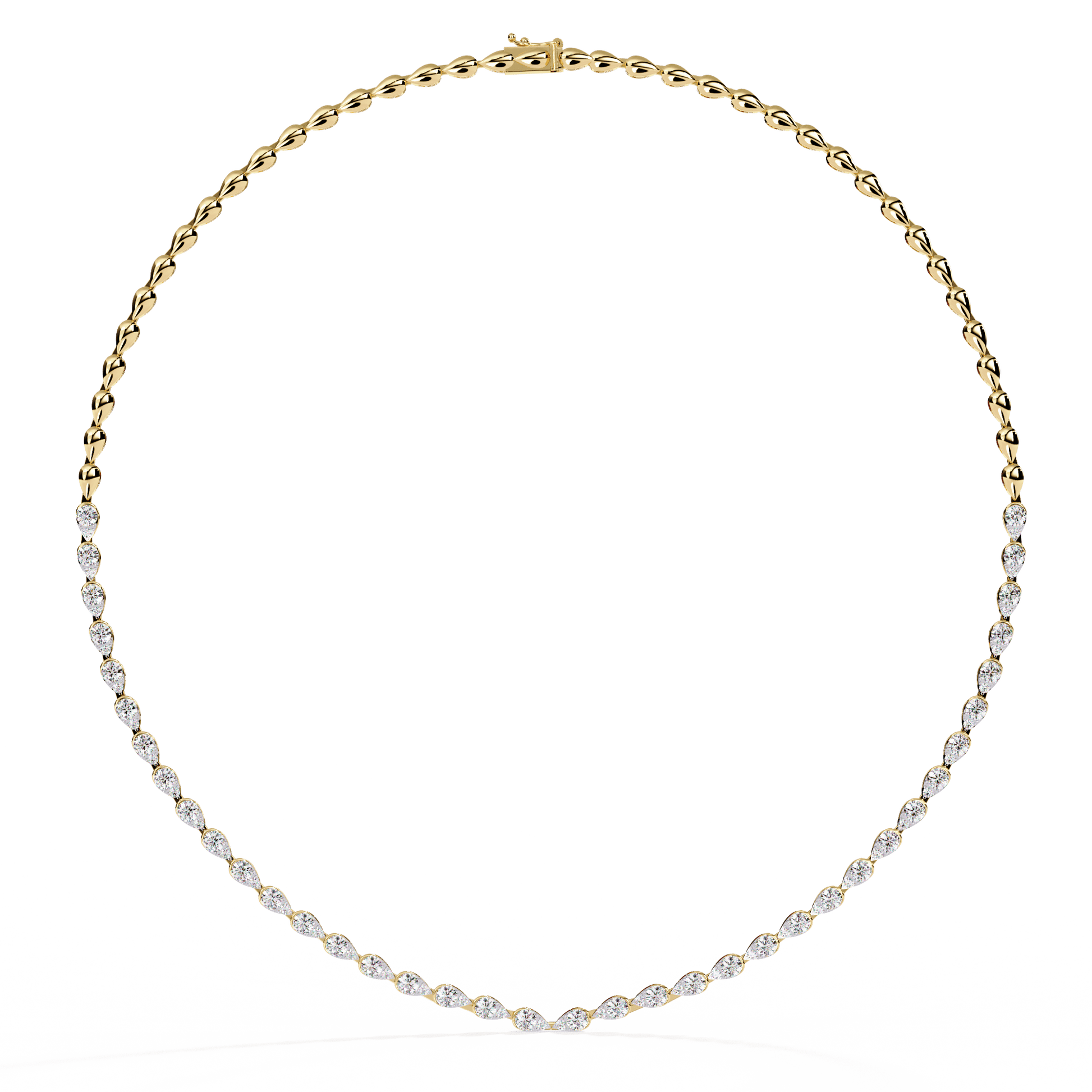 Laurie Pear Motif Illusion Diamond Necklace by Carat House Dubai, showcasing elegant pear-shaped diamond pendant on a fine chain.