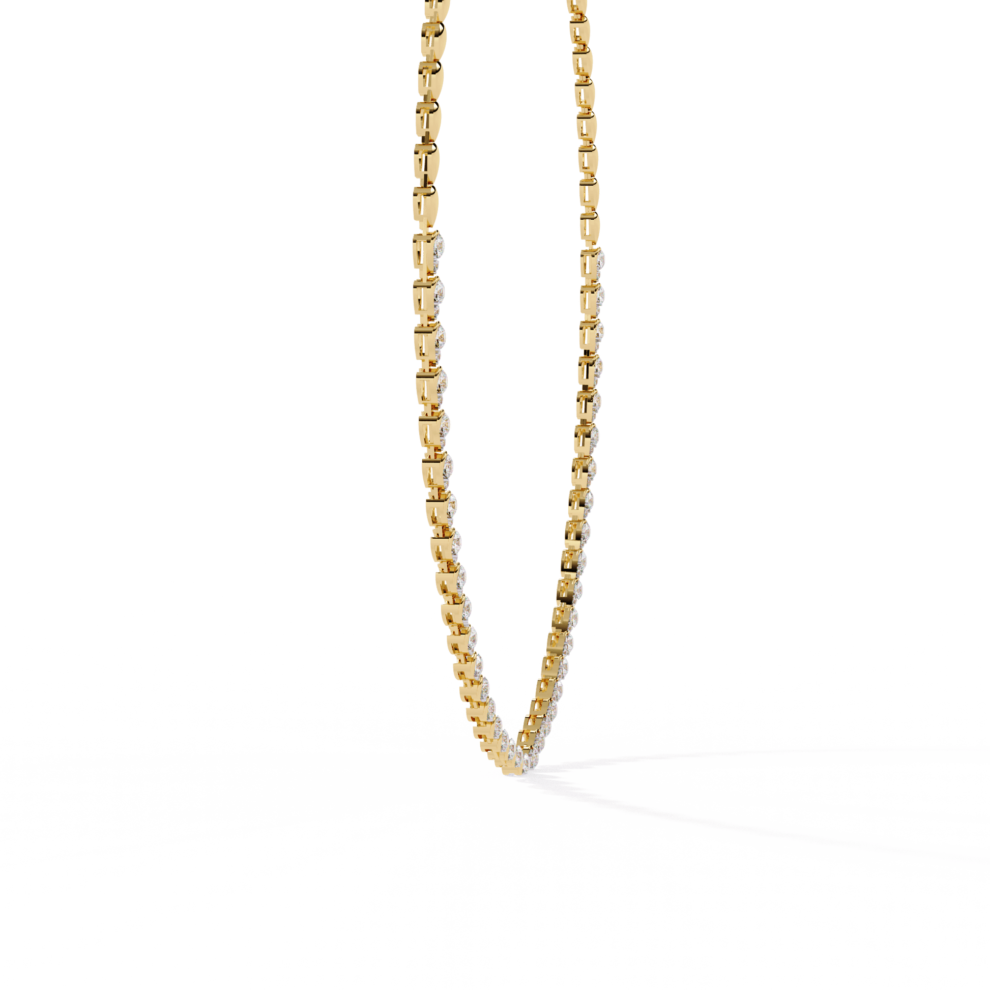 Laurie Pear Motif Illusion Diamond Necklace by Carat House Dubai, featuring a sparkling pear-shaped diamond pendant on a delicate chain.