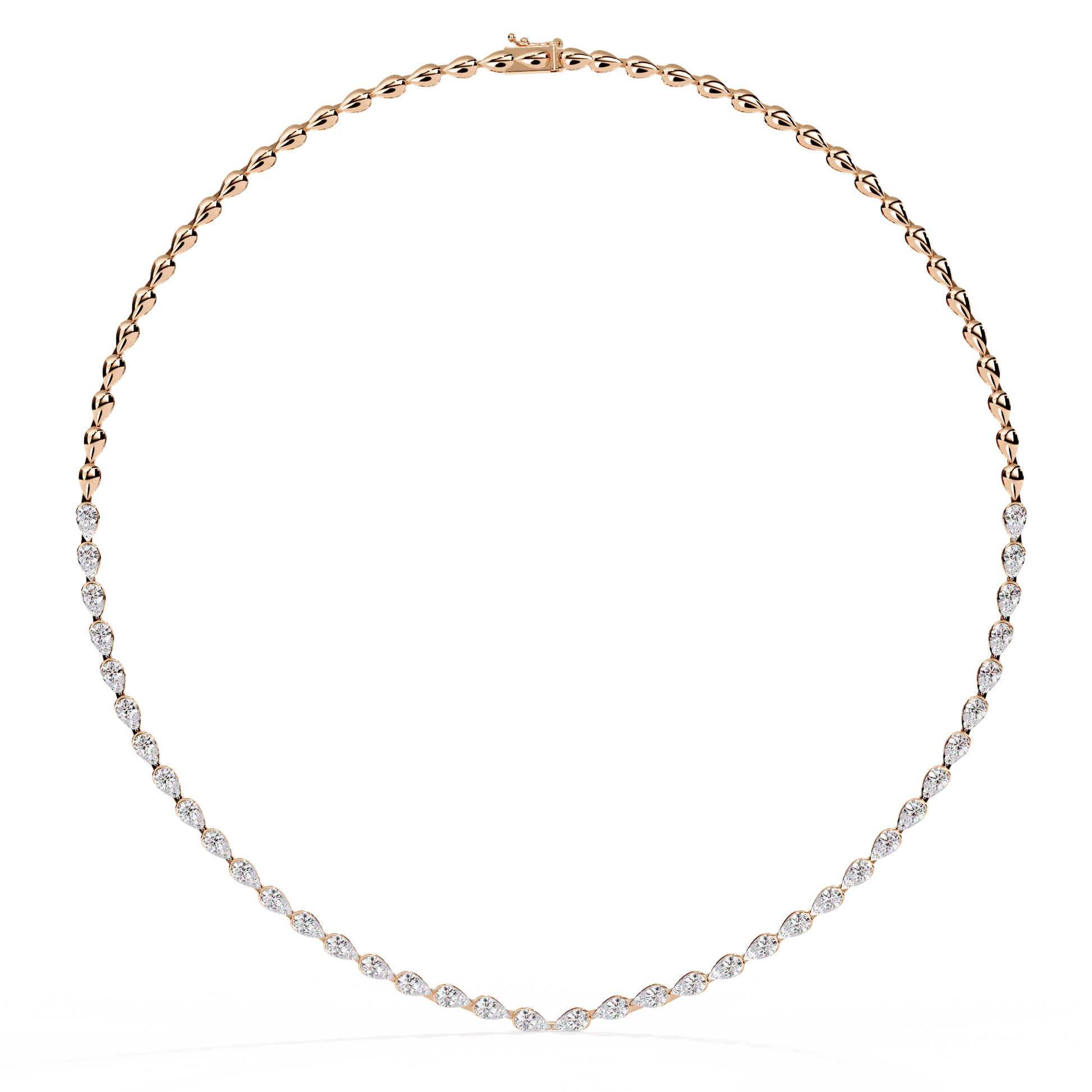 Pear motif illusion diamond necklace by Carat House Dubai featuring sparkling diamonds and elegant design.