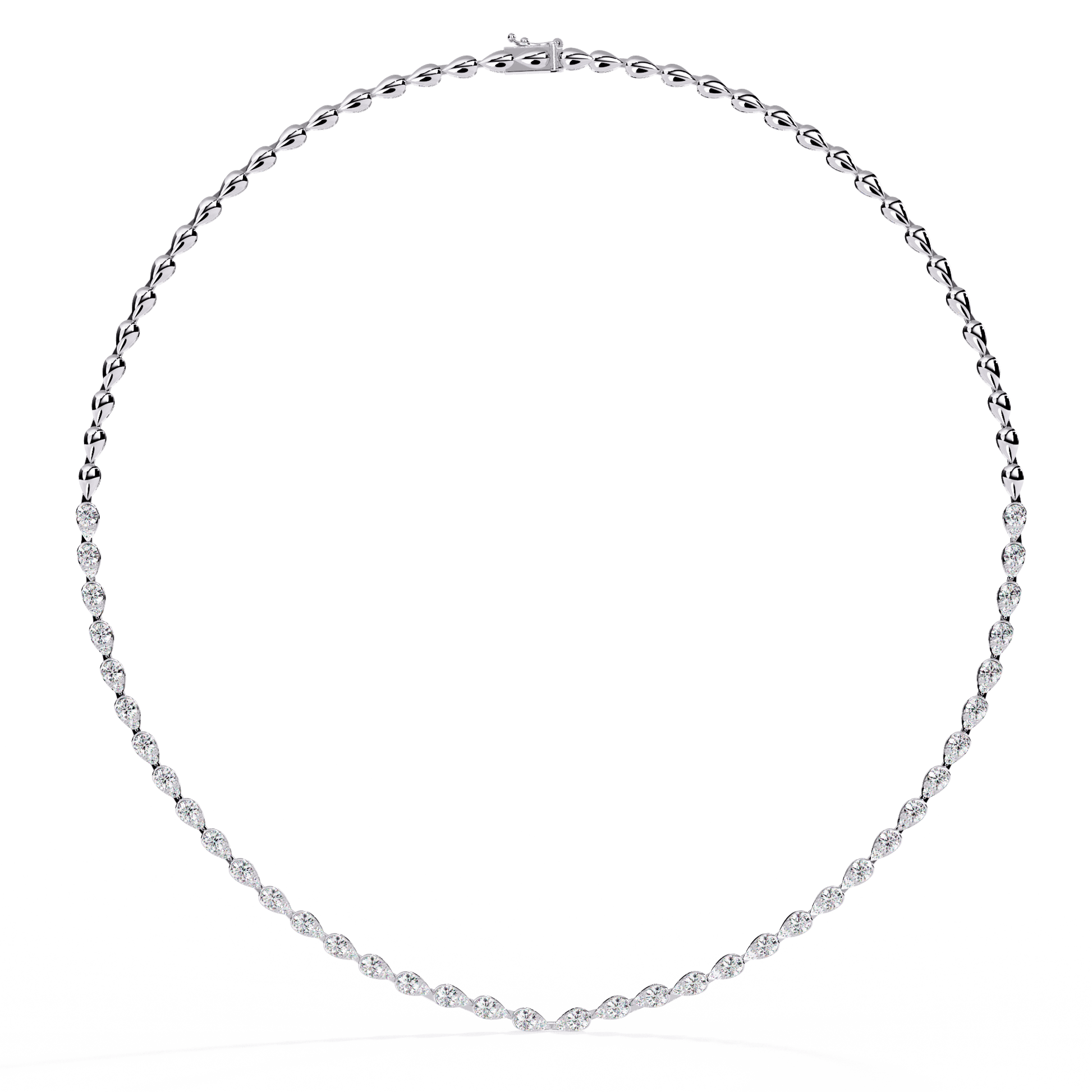 Pear motif illusion diamond necklace by Carat House Dubai featuring elegant sparkling diamonds and a delicate chain.