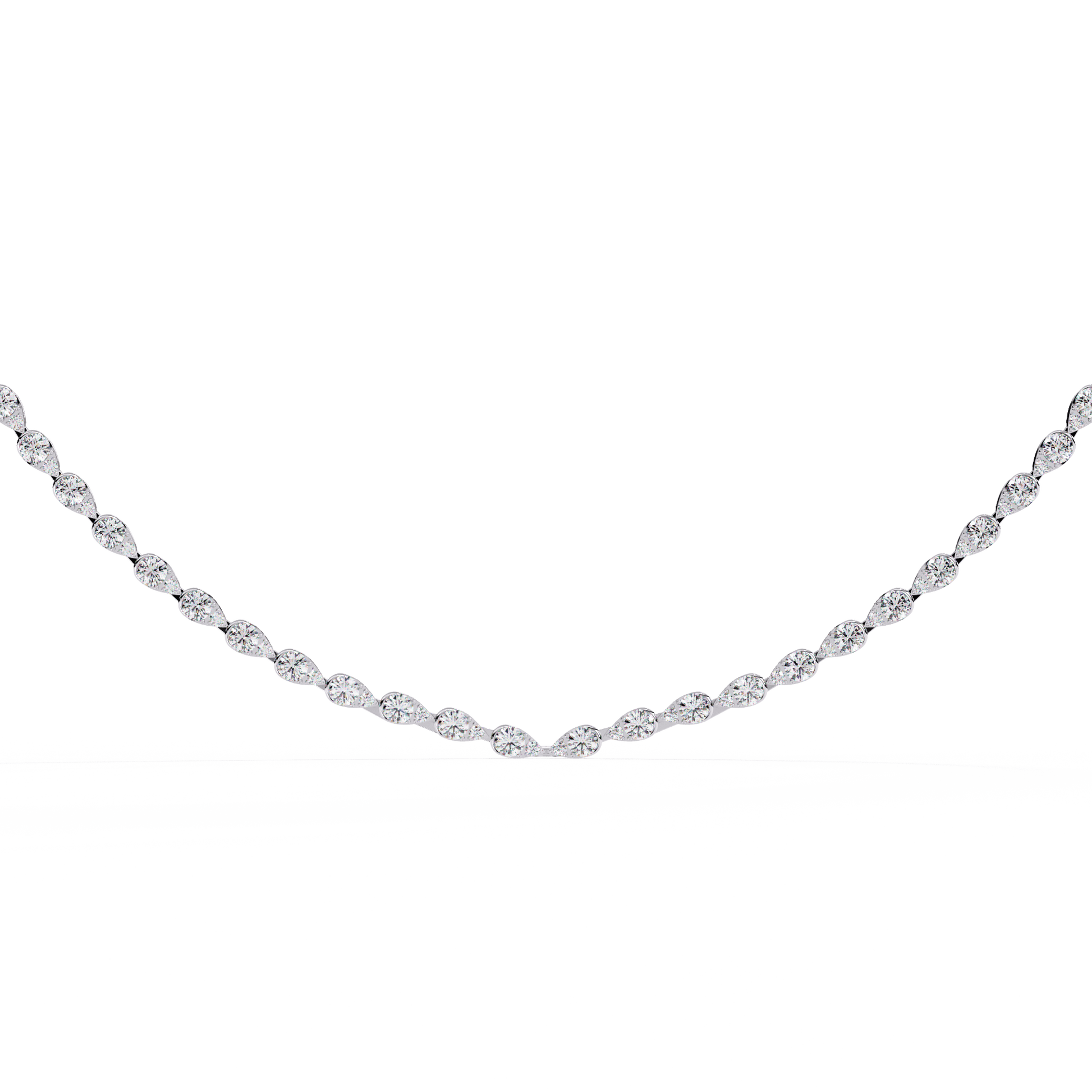 Laurie – Pear Motif Illusion Diamond Necklace — diamond statement necklace — lab grown diamond and natural diamond — 18k white gold — Carat House