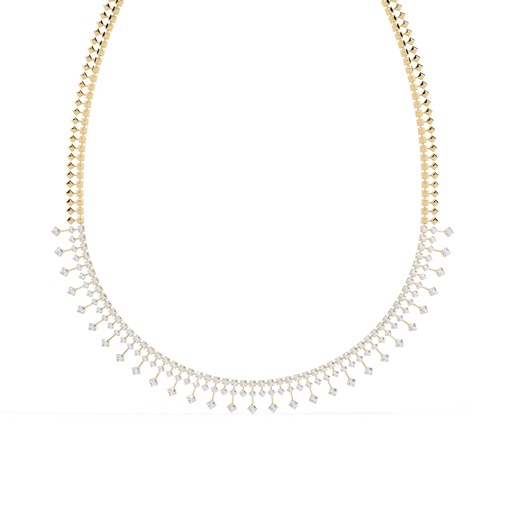Nocturna diamond rainfall jewelry in a half tennis setting, featuring sparkling diamonds by Carat House Dubai.