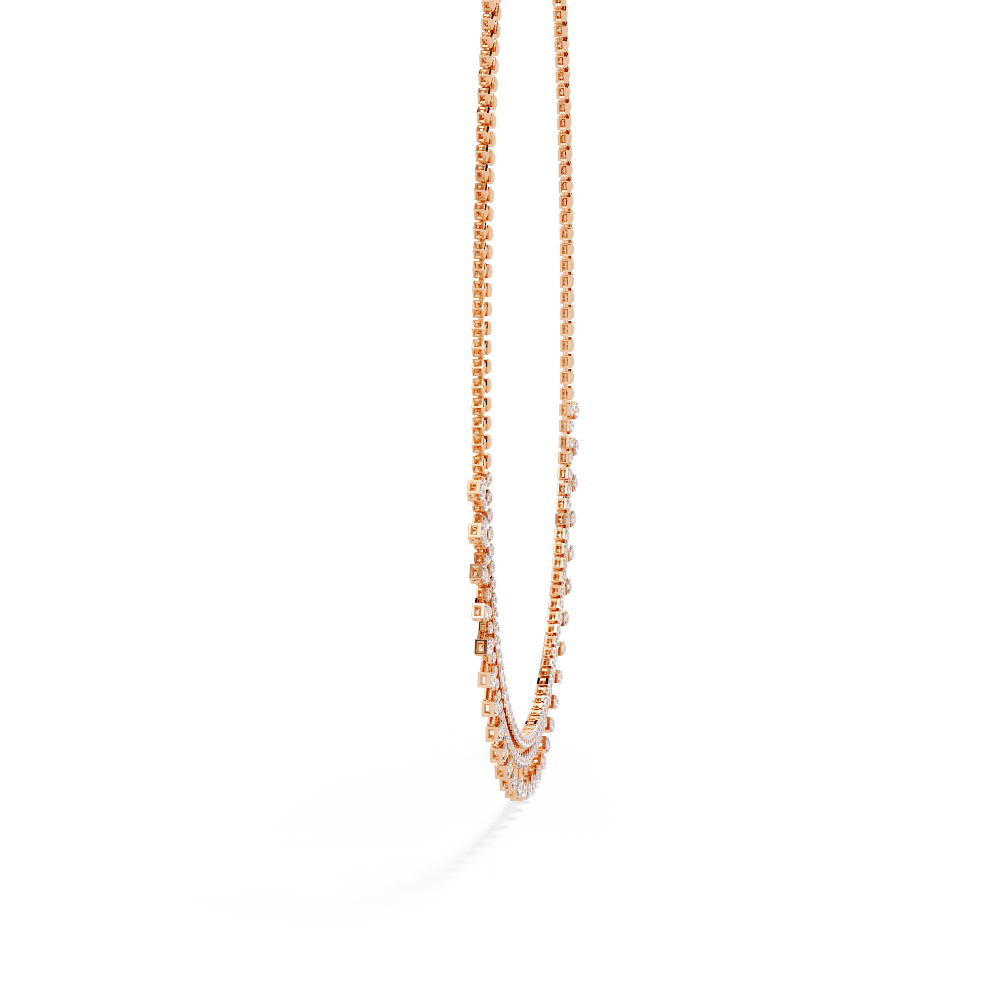 Nocturna diamond rainfall in a half tennis setting by Carat House Dubai, showcasing sparkling diamond jewelry details.