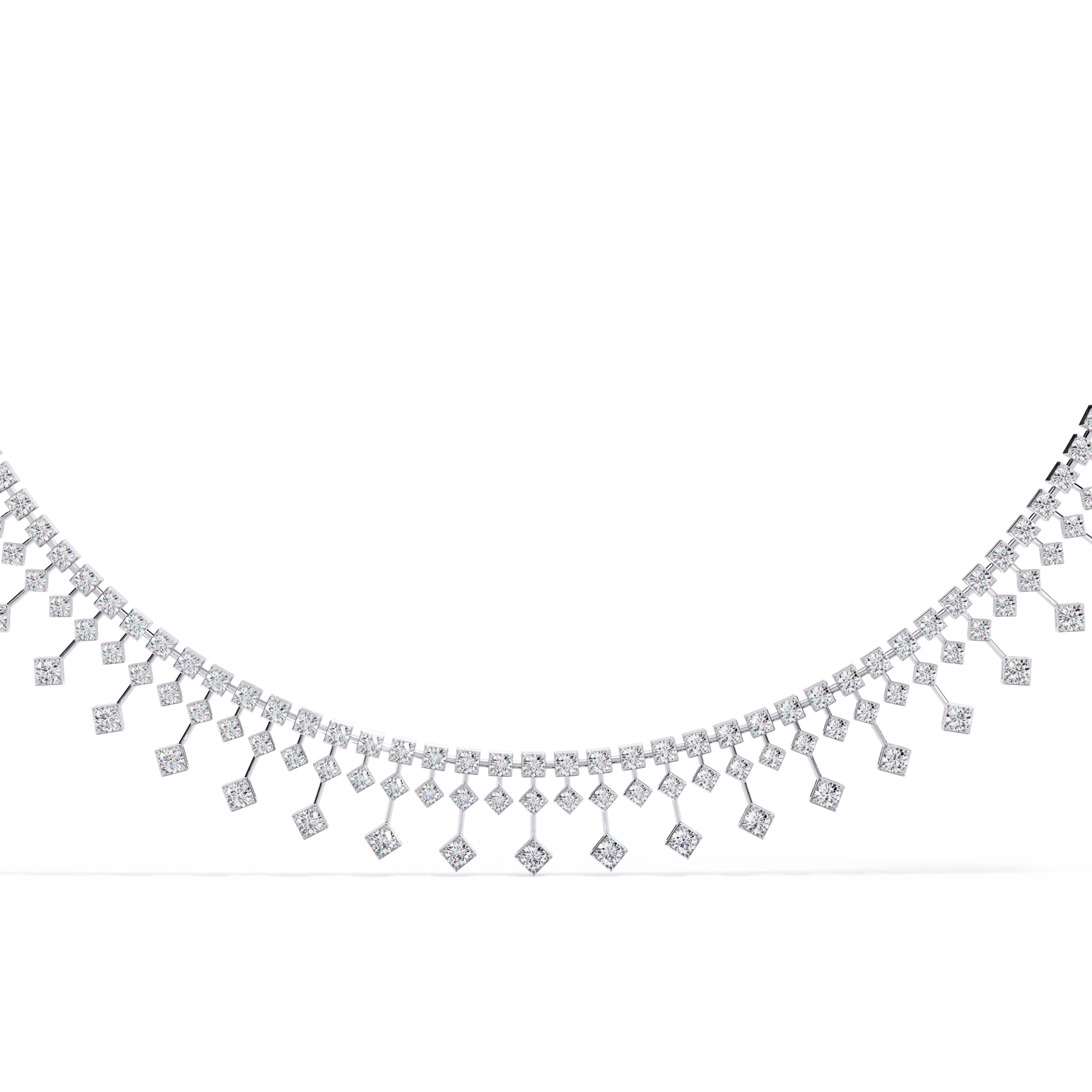 Nocturna — Diamond Rainfall in a Half Tennis Setting — diamond tennis necklace — lab grown diamond and natural diamond — 18k white gold — Carat House