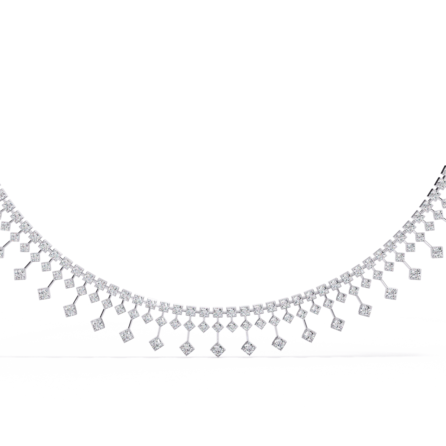 Nocturna — Diamond Rainfall in a Half Tennis Setting — diamond tennis necklace — lab grown diamond and natural diamond — 18k white gold — Carat House