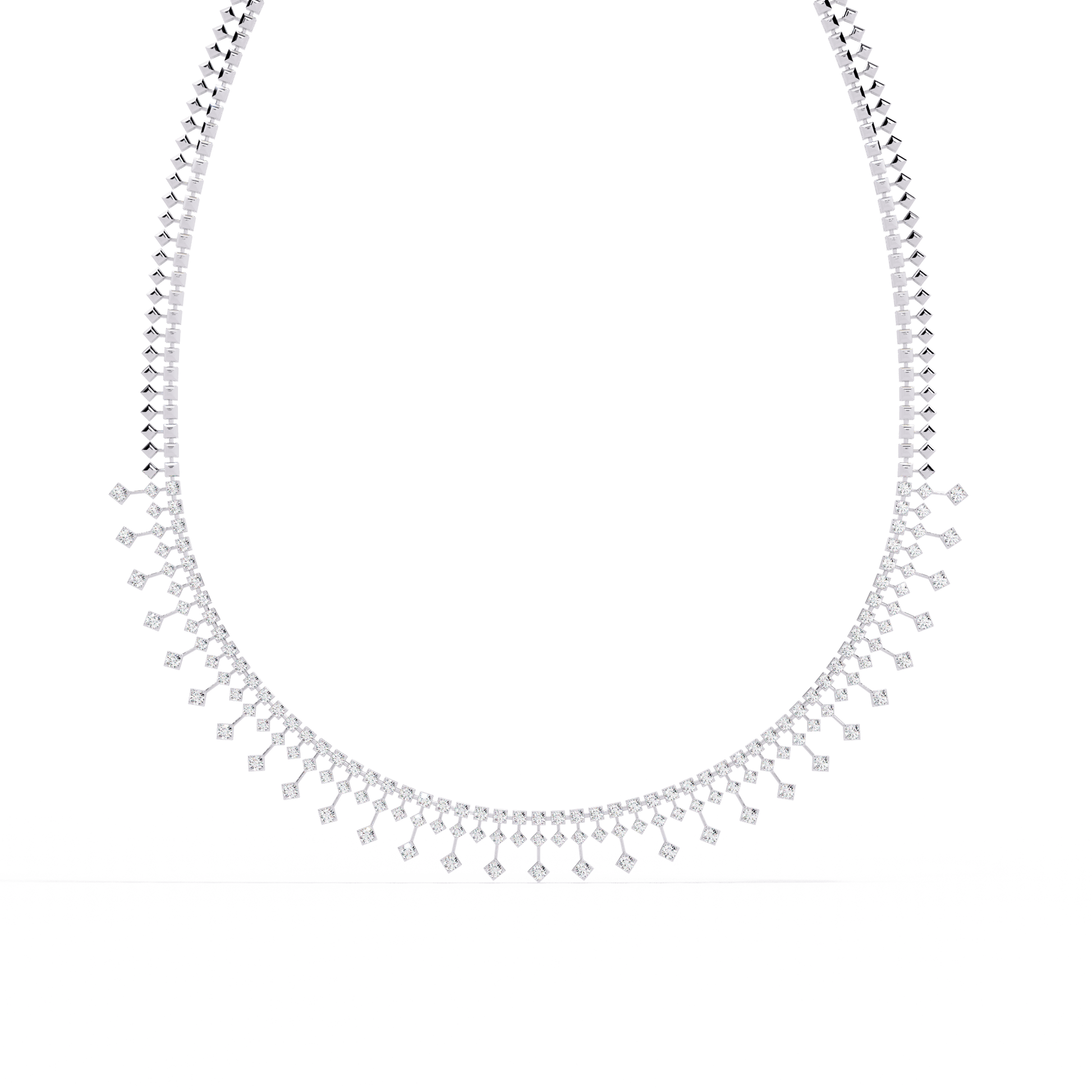 Nocturna diamond rainfall in a half tennis setting, showcasing sparkling jewelry design by Carat House Dubai.