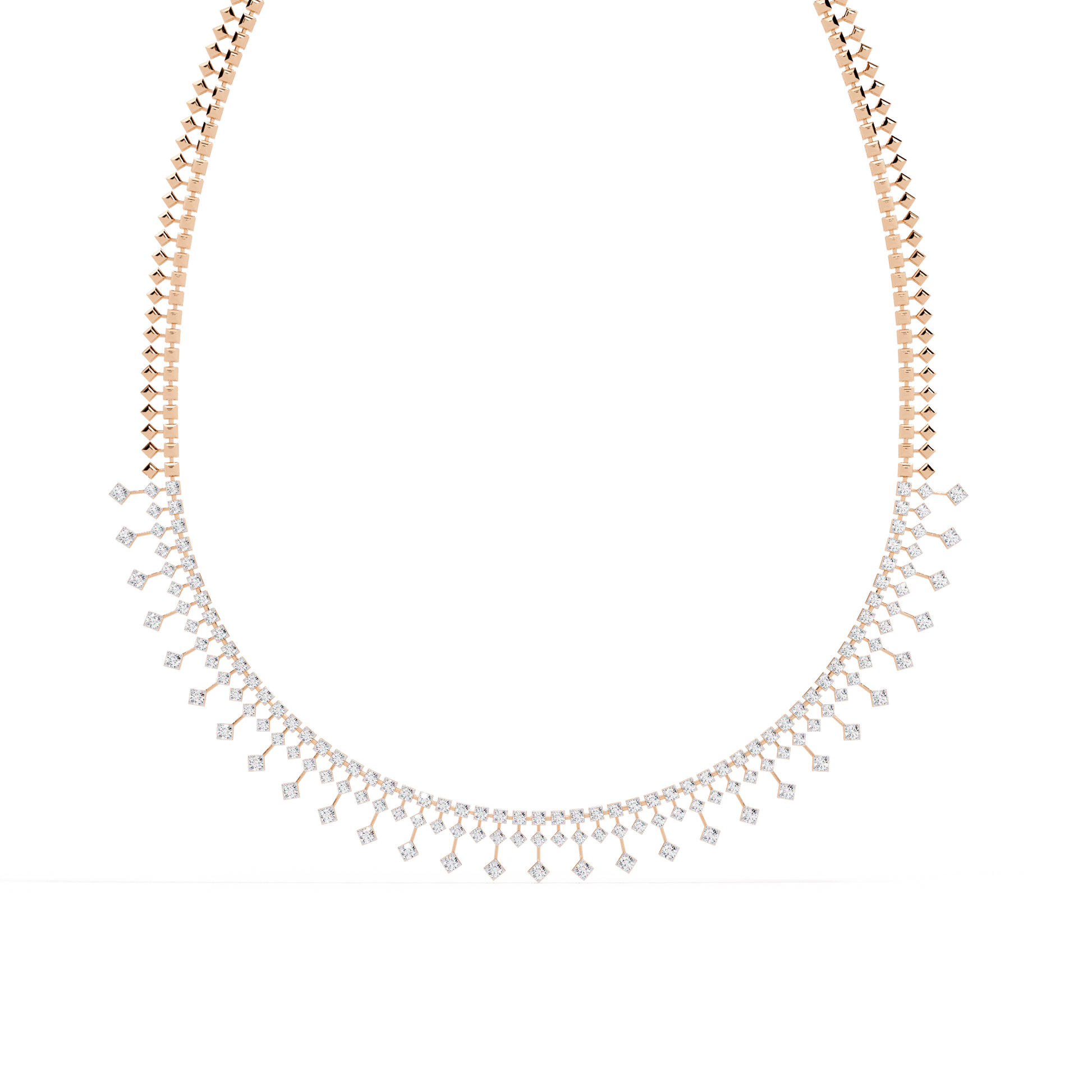 Nocturna diamond rainfall in a half tennis setting by Carat House Dubai, showcasing sparkling diamond jewelry with elegant design.