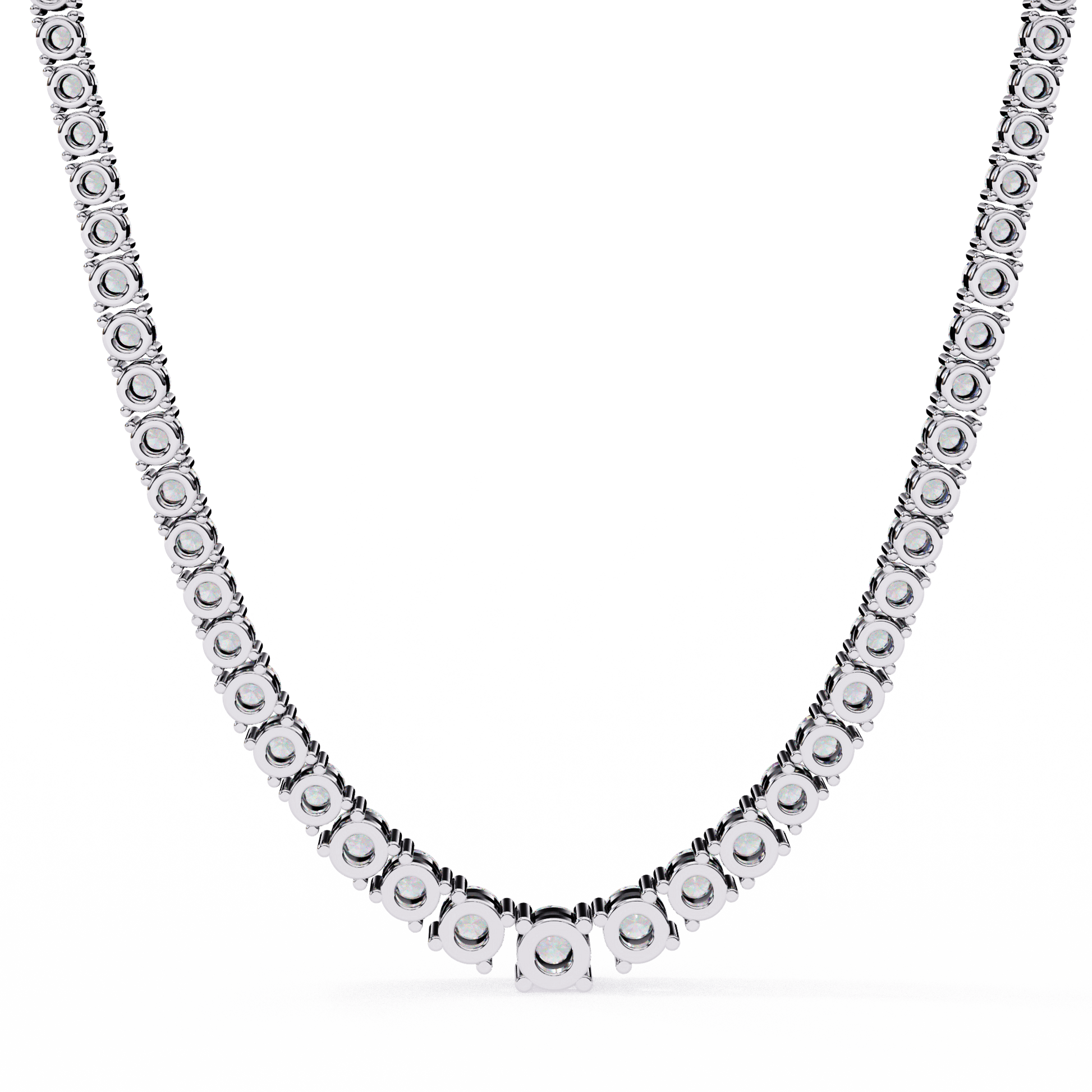 Graduated tennis necklace by Carat House Dubai featuring sparkling diamonds on a delicate chain.