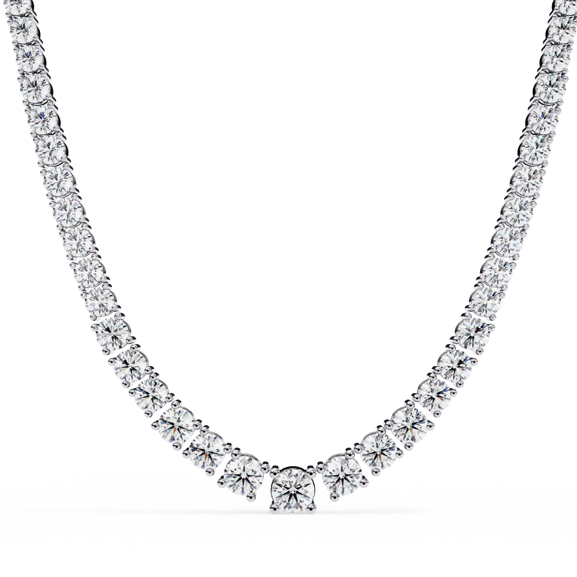 Graduated tennis necklace by Carat House Dubai featuring sparkling diamond-studded design and elegant chain.