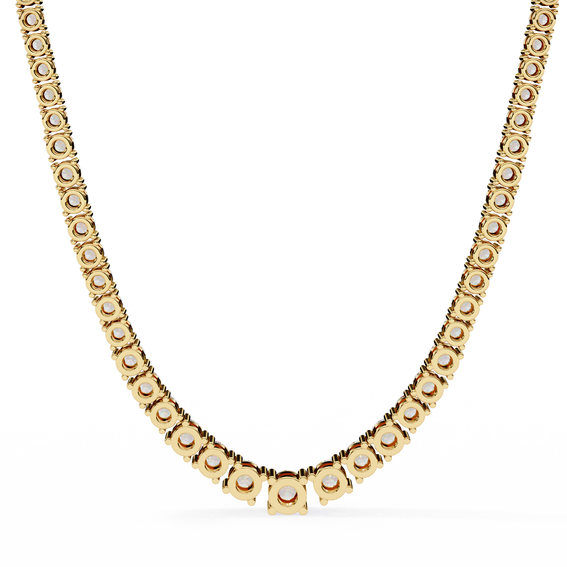 Graduated tennis necklace by Carat House Dubai featuring sparkling diamonds and a sleek, elegant design.