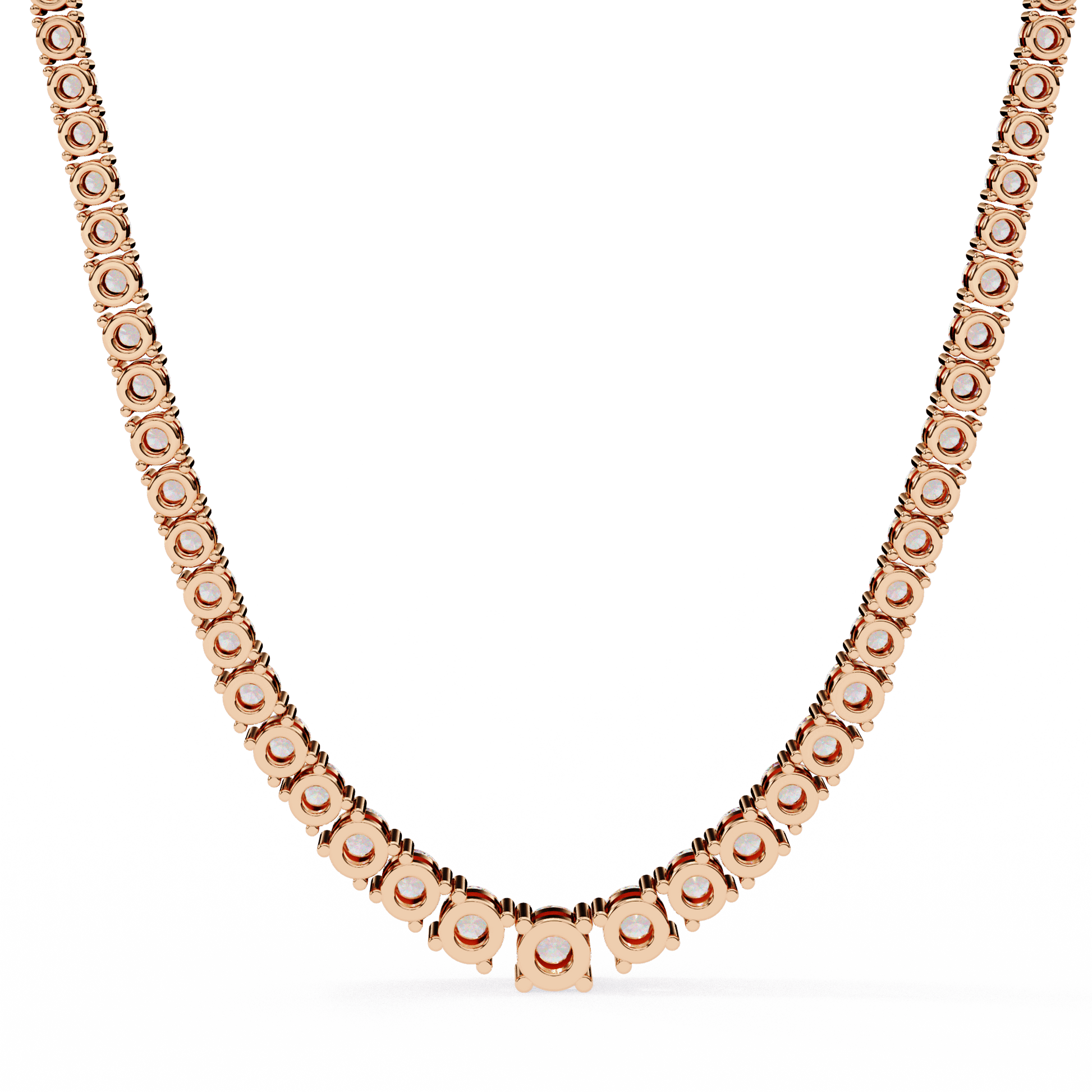 Graduated tennis necklace by Carat House Dubai featuring sparkling gemstones and a delicate chain for elegant wear.