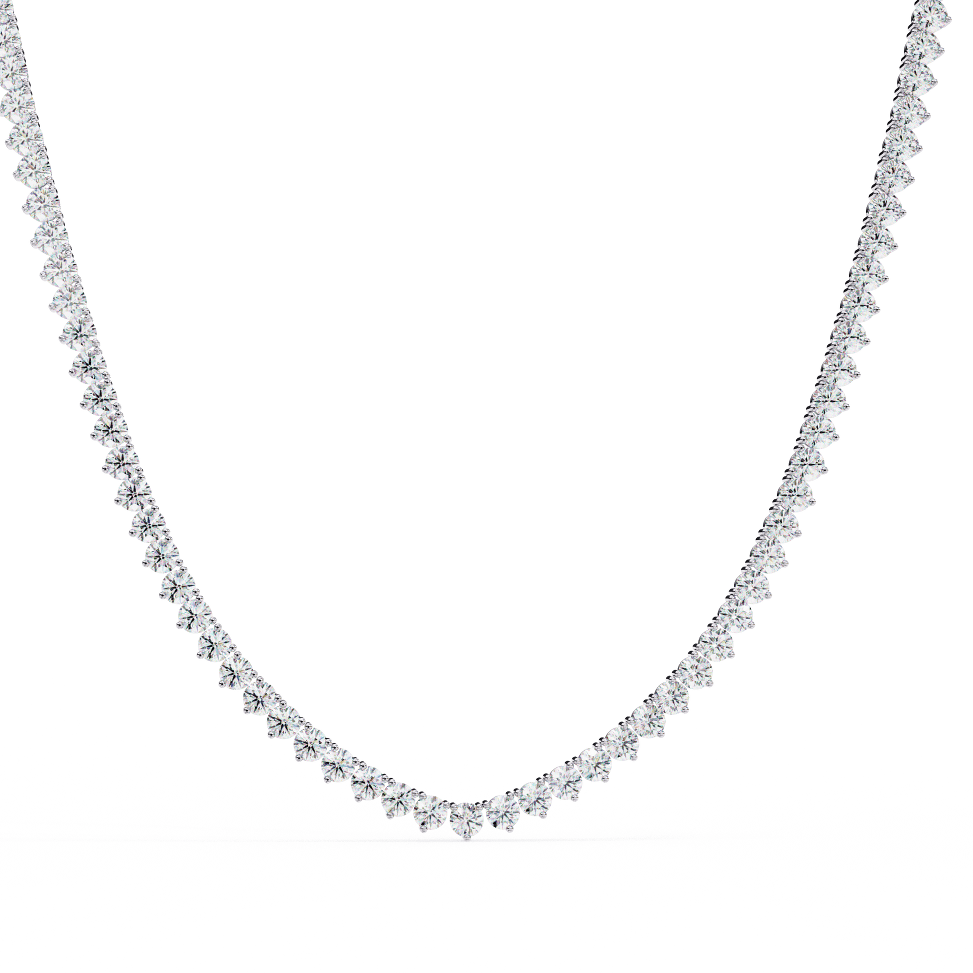 Three-prong classic tennis necklace by Carat House Dubai featuring sparkling gemstones and a delicate chain.