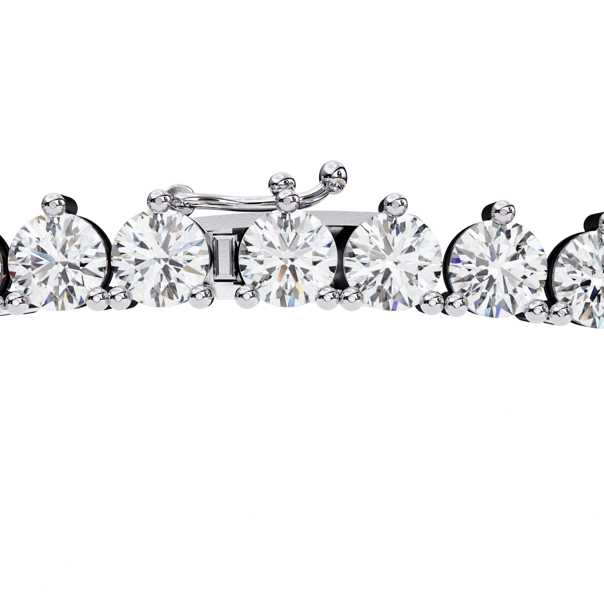 Meredith – Three-Prong Classic Tennis Necklace — diamond tennis necklace — lab grown diamond and natural diamond — 18k white gold — Carat House