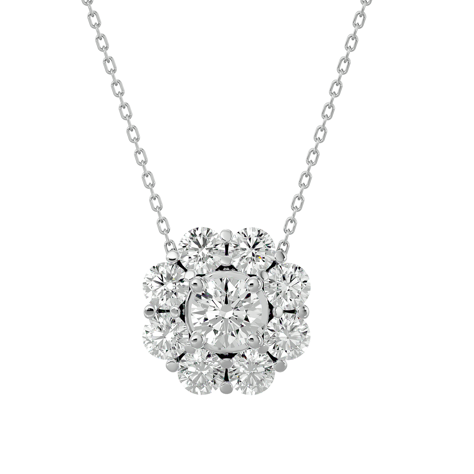 Melanie- Diamond Cluster Pendant — diamond pendant necklace — cluster — lab grown diamond and natural diamond — 18k white gold — Carat House