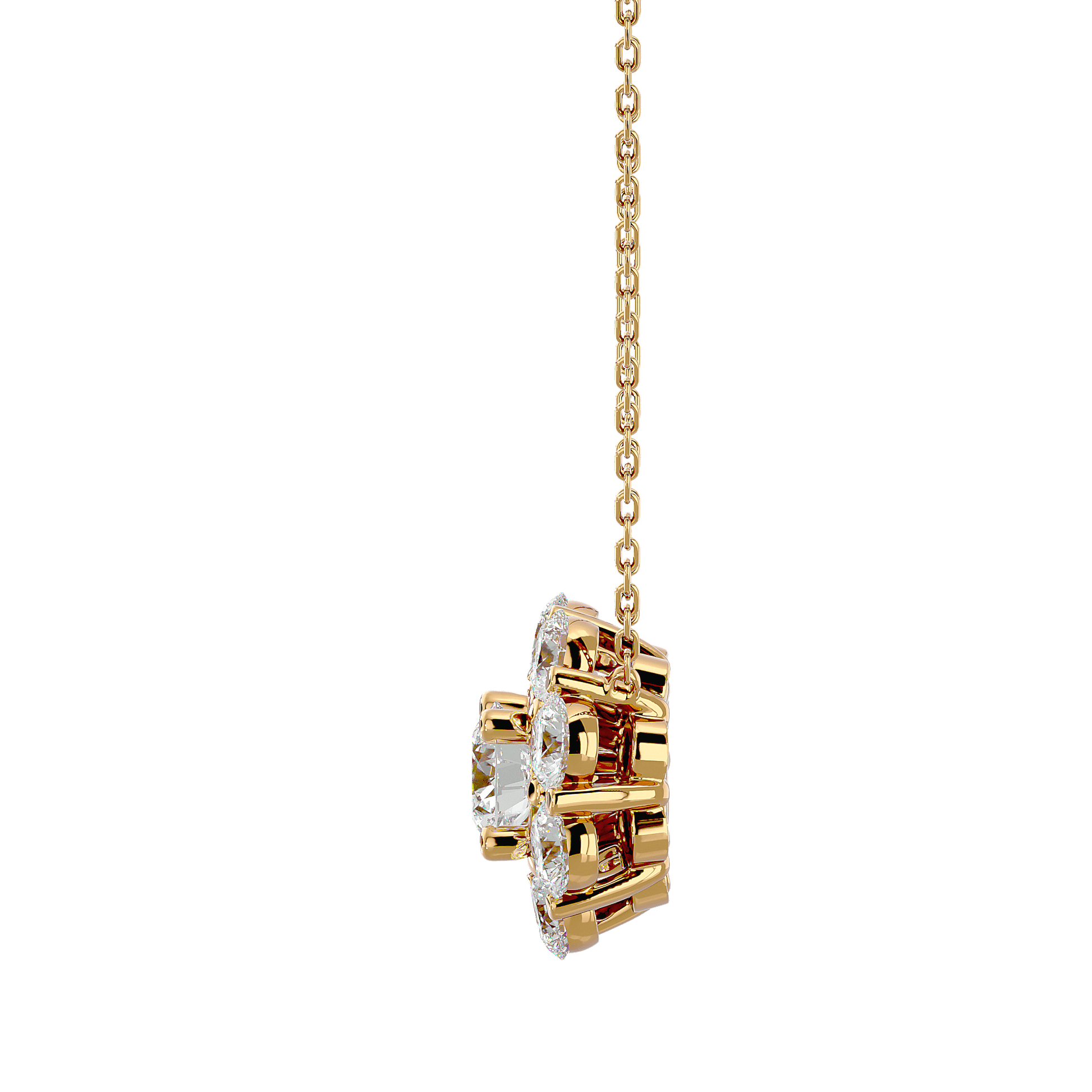 Diamond cluster pendant necklace from Carat House Dubai featuring a sparkling Melanie design with multiple diamonds.