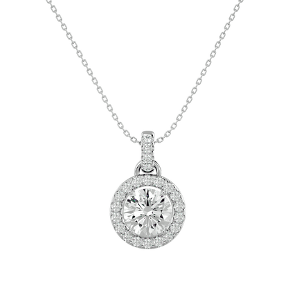 Claire – Round Diamond Halo Pendant