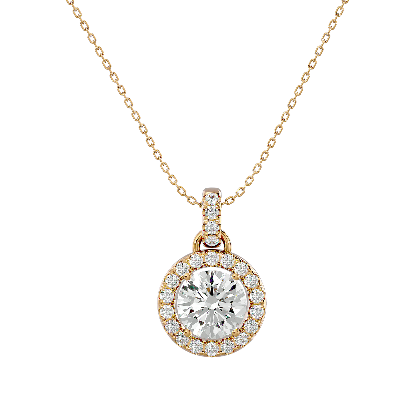 Claire – Round Diamond Halo Pendant