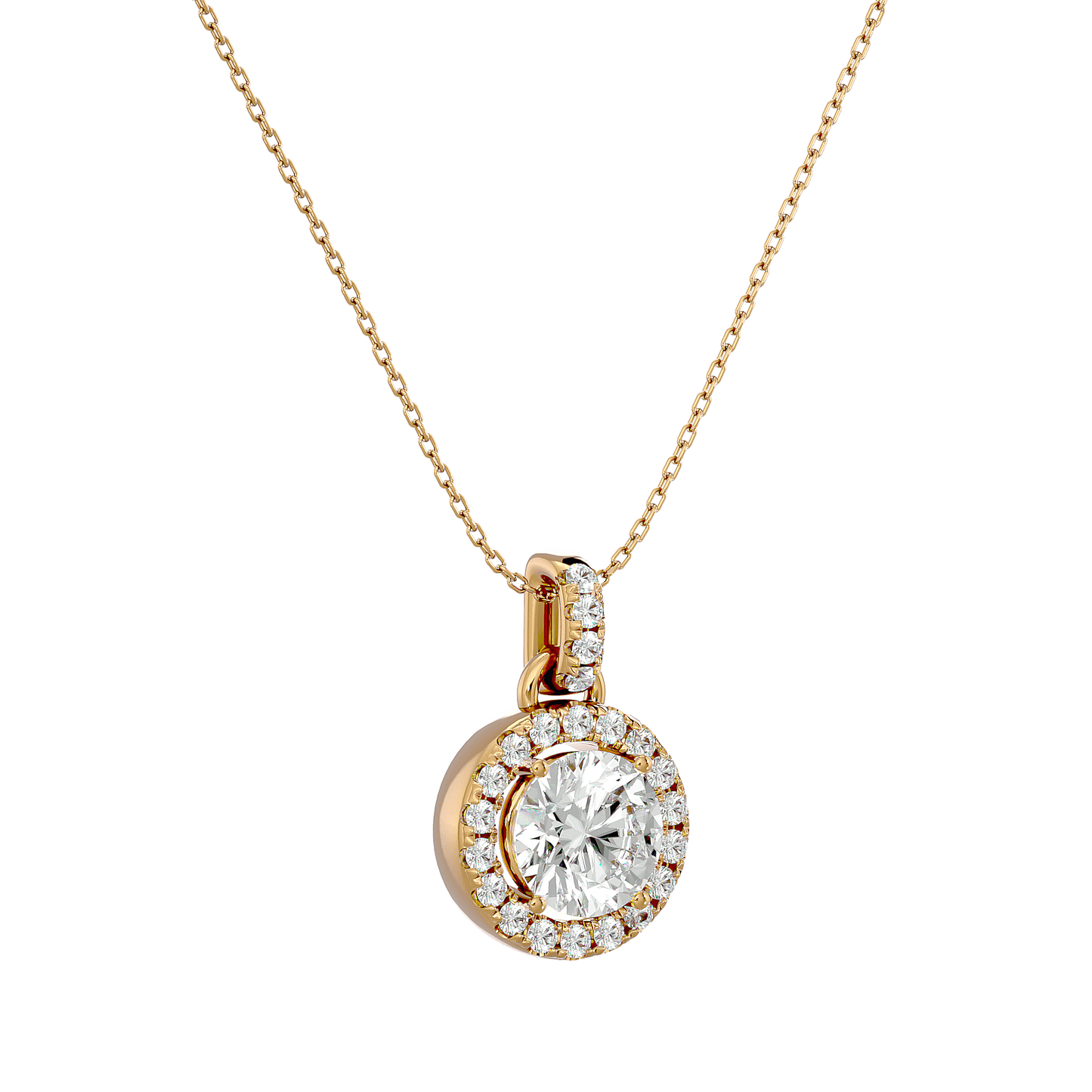 Claire – Round Diamond Halo Pendant