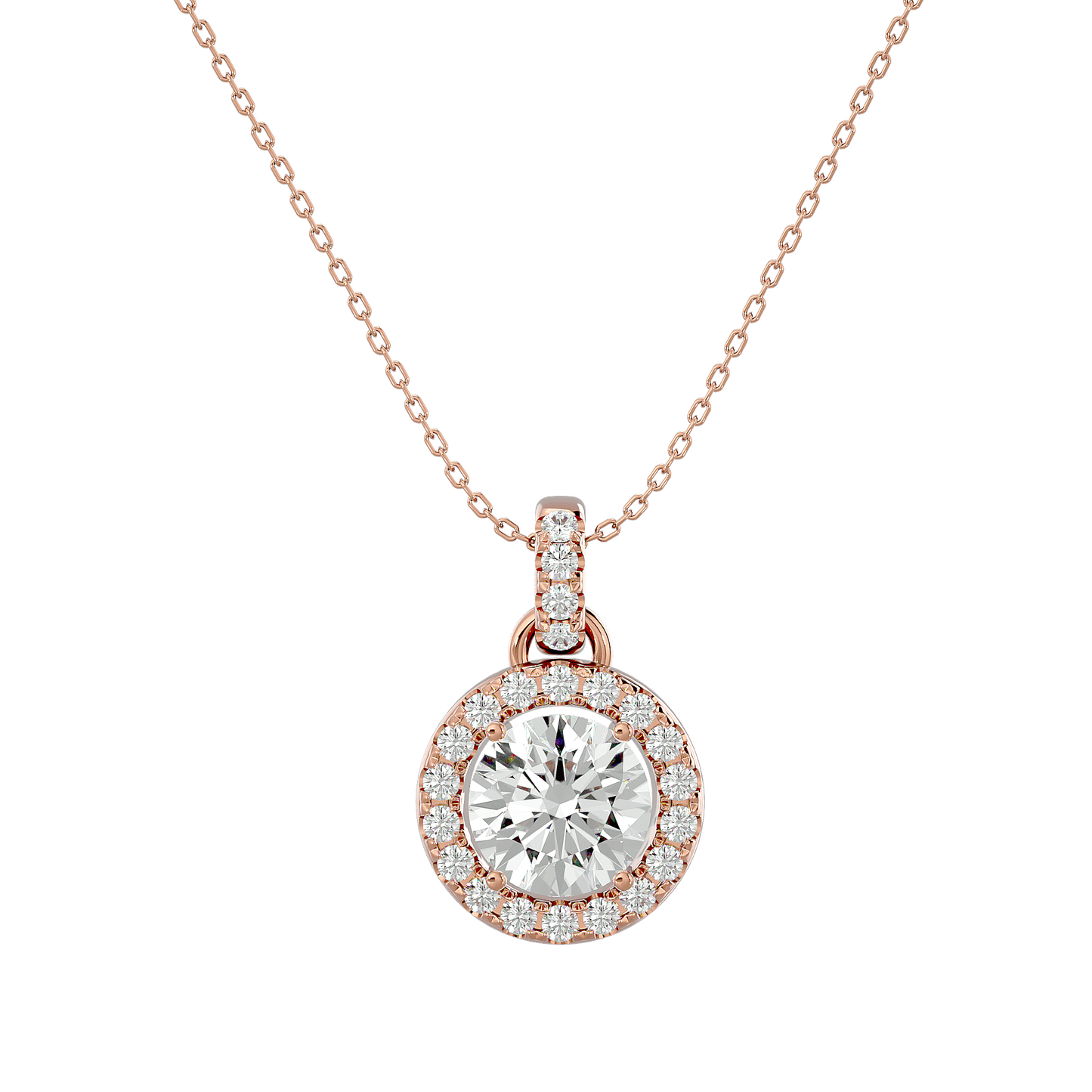 Claire – Round Diamond Halo Pendant